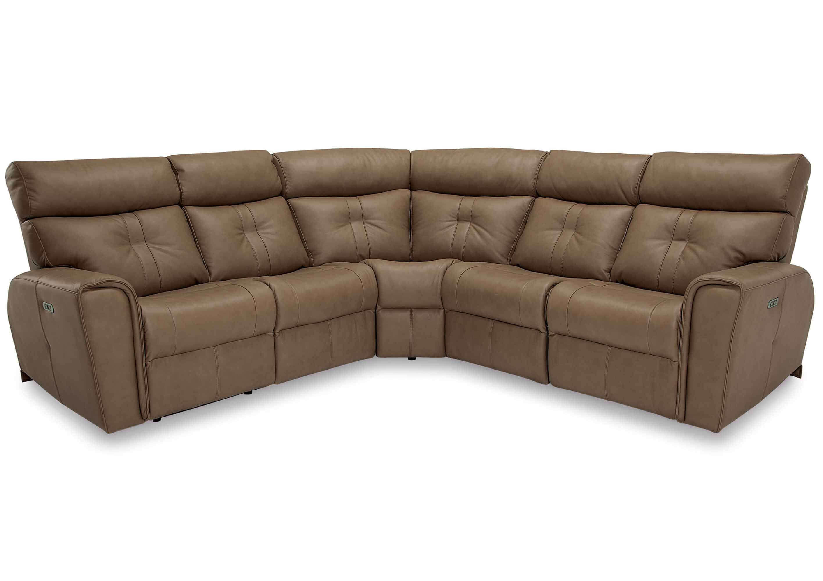 Acacia Leather Power Reclining Sectional With Articulating Headrest