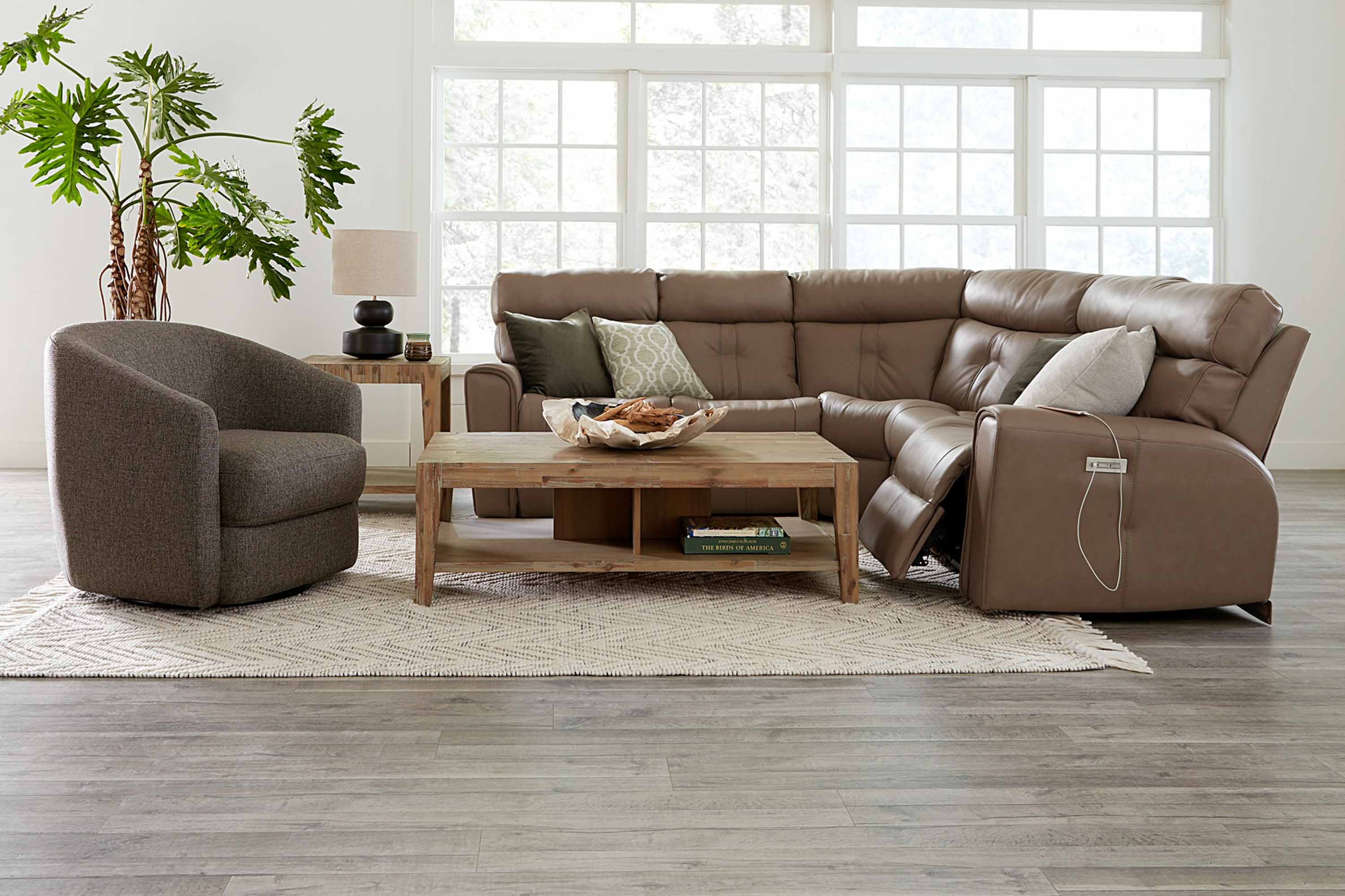 Acacia Leather Power Reclining Sectional With Articulating Headrest - Image 4
