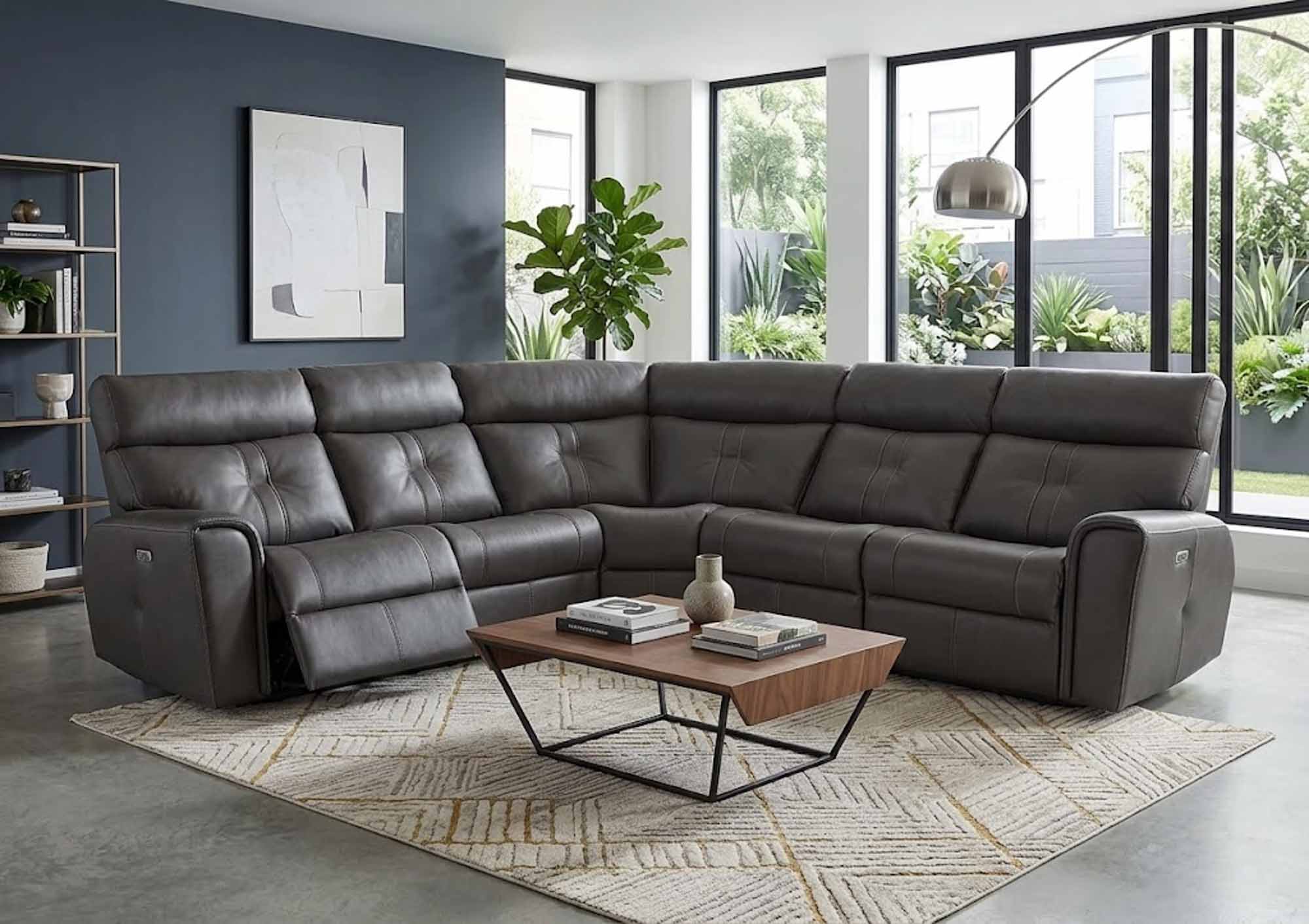 Acacia Leather Power Reclining Sectional With Articulating Headrest - Image 6
