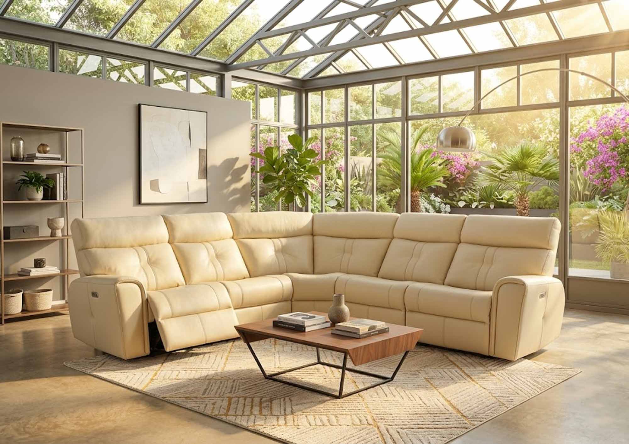 Acacia Leather Power Reclining Sectional With Articulating Headrest - Image 7