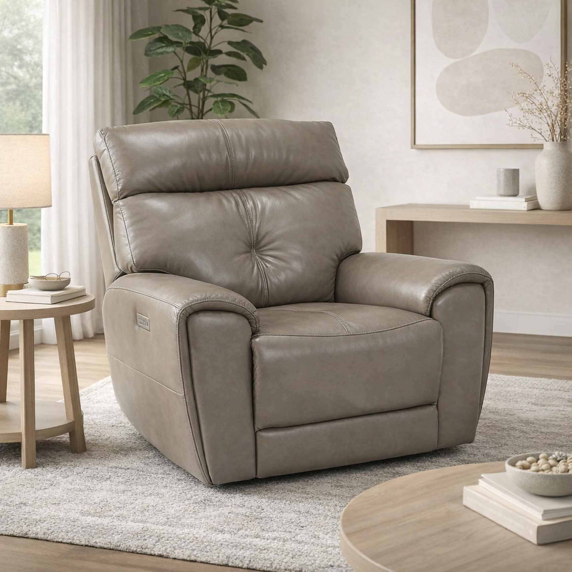 Aedon Leather Wallhugger Power Recliner With Articulating Headrest - Image 6