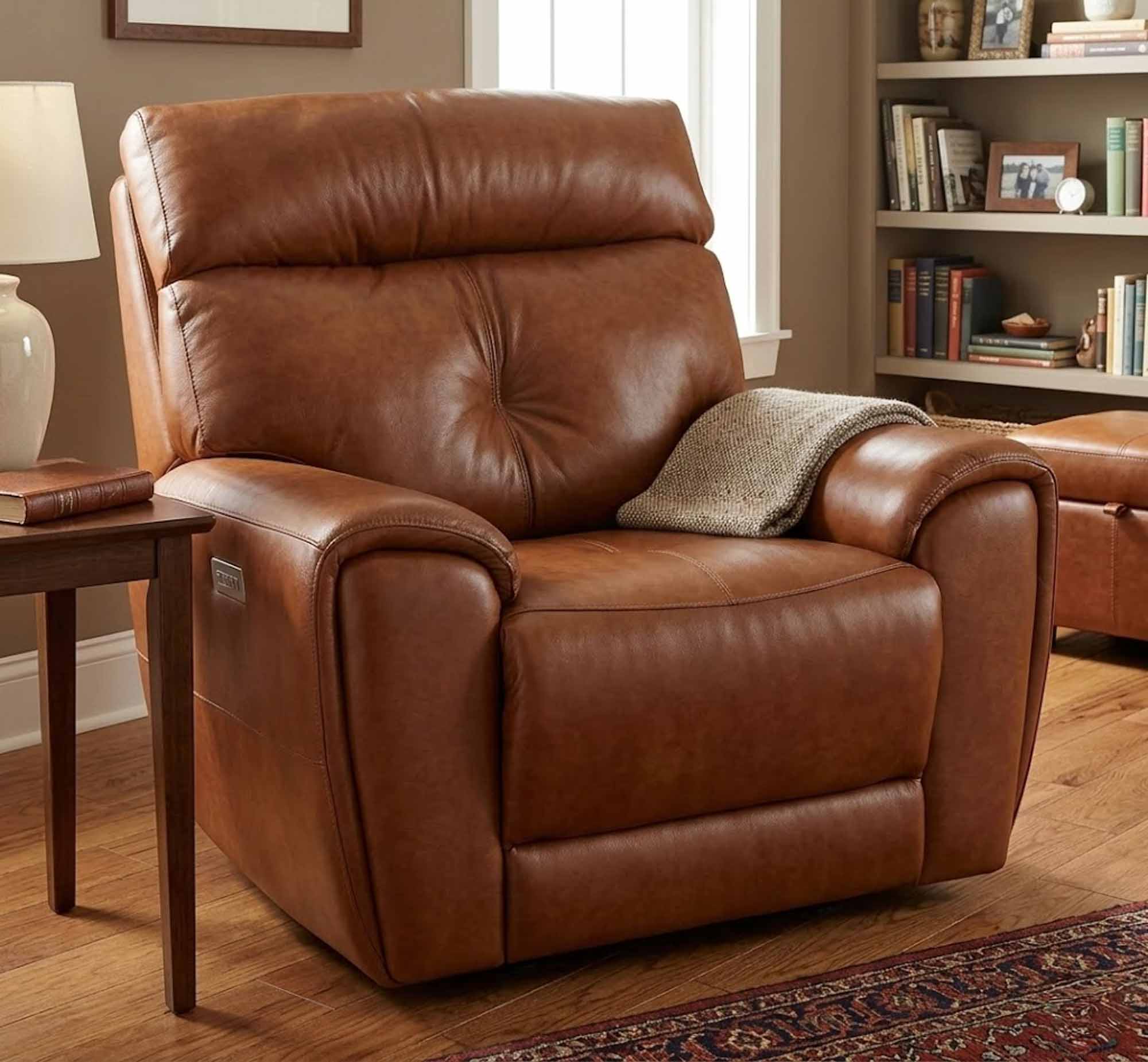 Aedon Leather Wallhugger Power Recliner With Articulating Headrest - Image 7