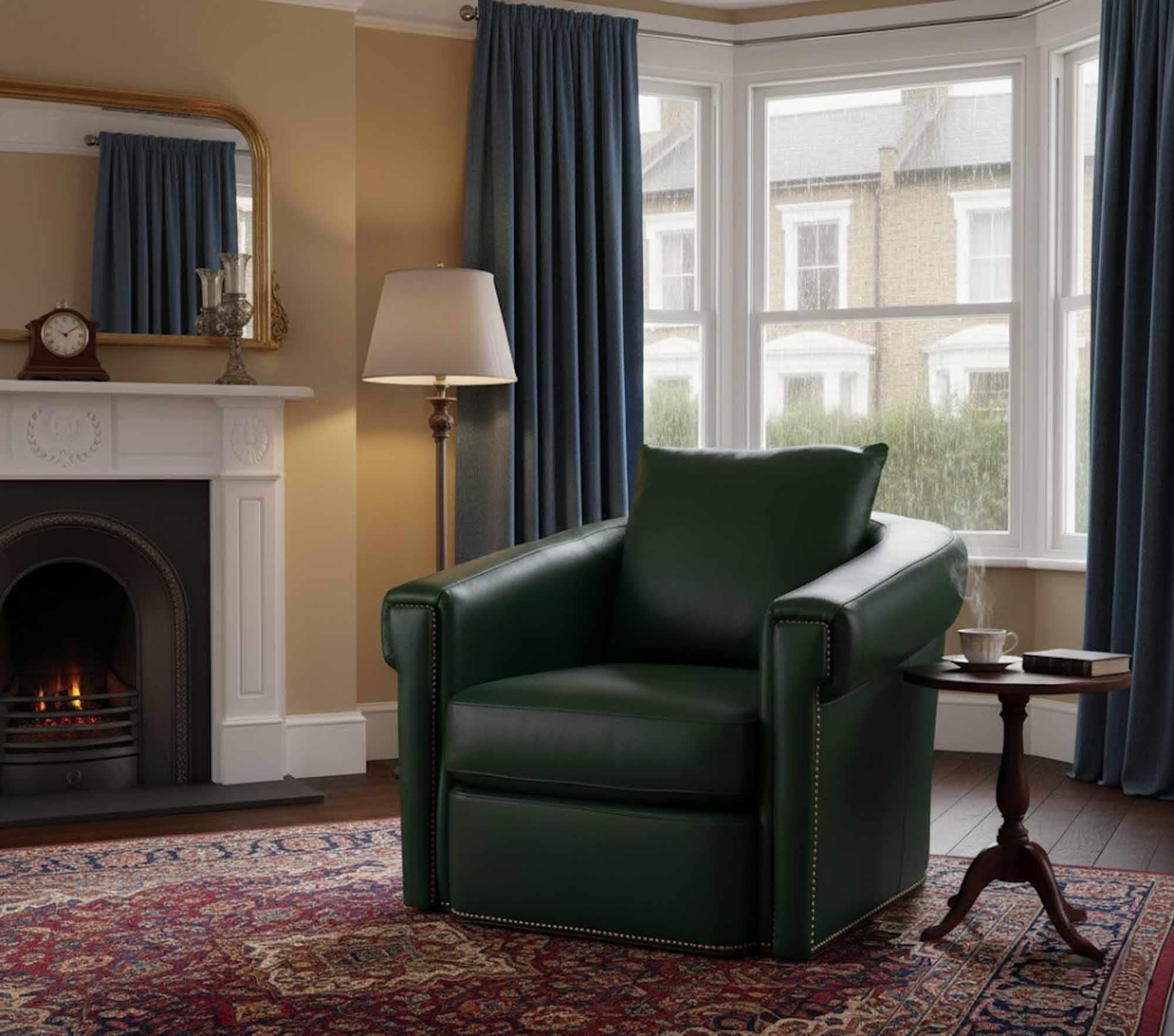 Andre Leather Swivel Glide Chair - Image 2