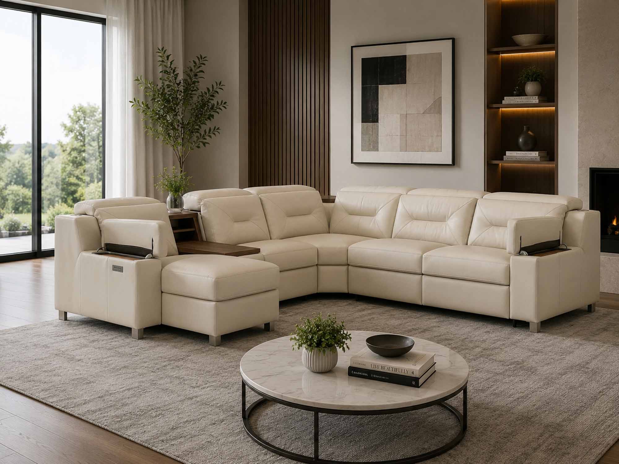 Apex Leather Power Reclining Sectional With Articulating Headrest - Image 7