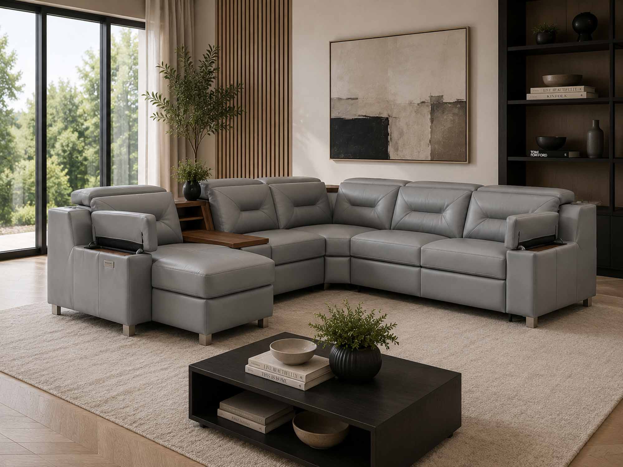 Apex Leather Power Reclining Sectional With Articulating Headrest - Image 8