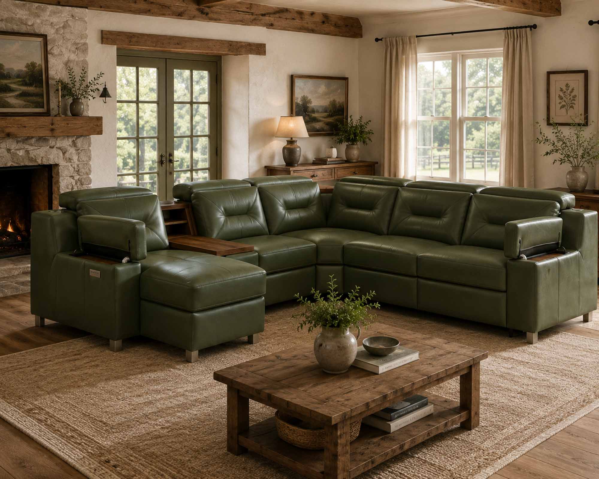 Apex Leather Power Reclining Sectional With Articulating Headrest - Image 9