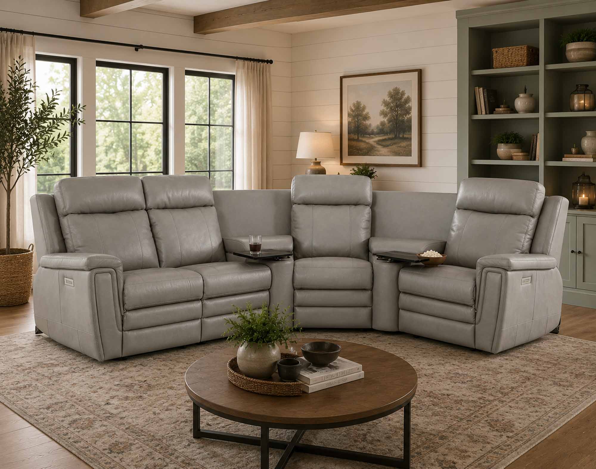 Asher Leather Power Reclining Sectional With Articulating Headrest - Image 10
