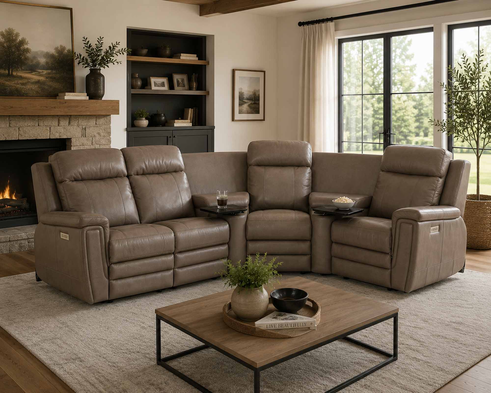 Asher Leather Power Reclining Sectional With Articulating Headrest - Image 11