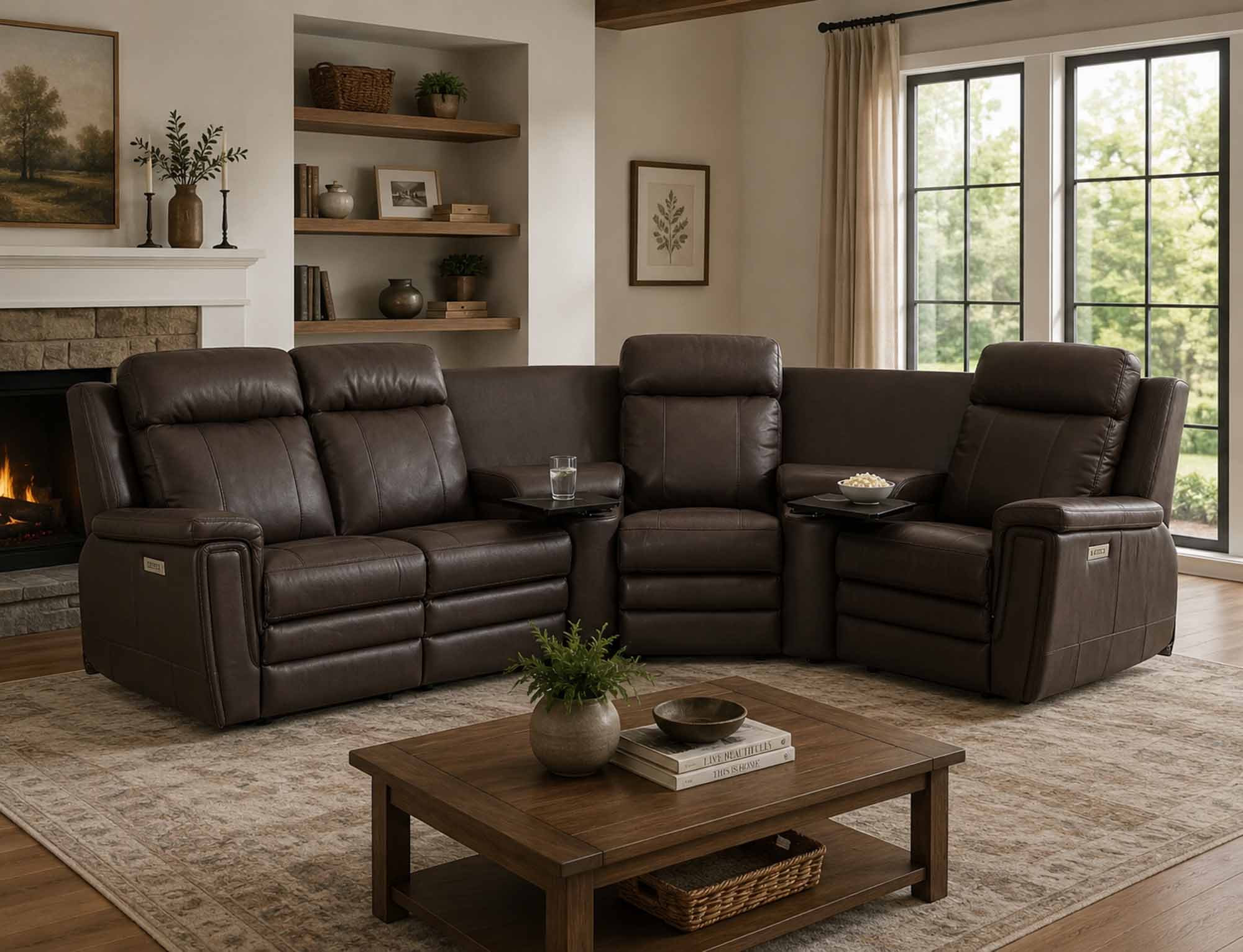 Asher Leather Power Reclining Sectional With Articulating Headrest - Image 9