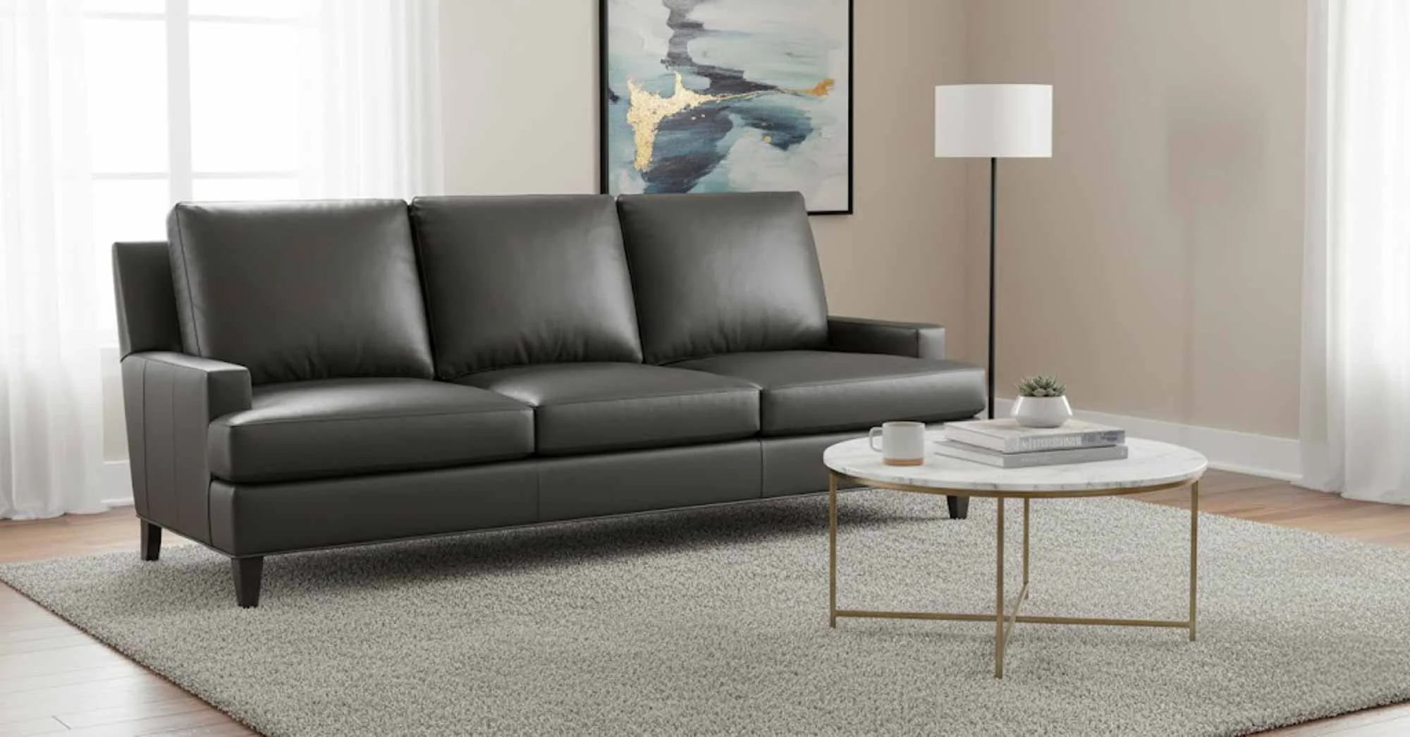 Barker Leather Sofa - Image 7
