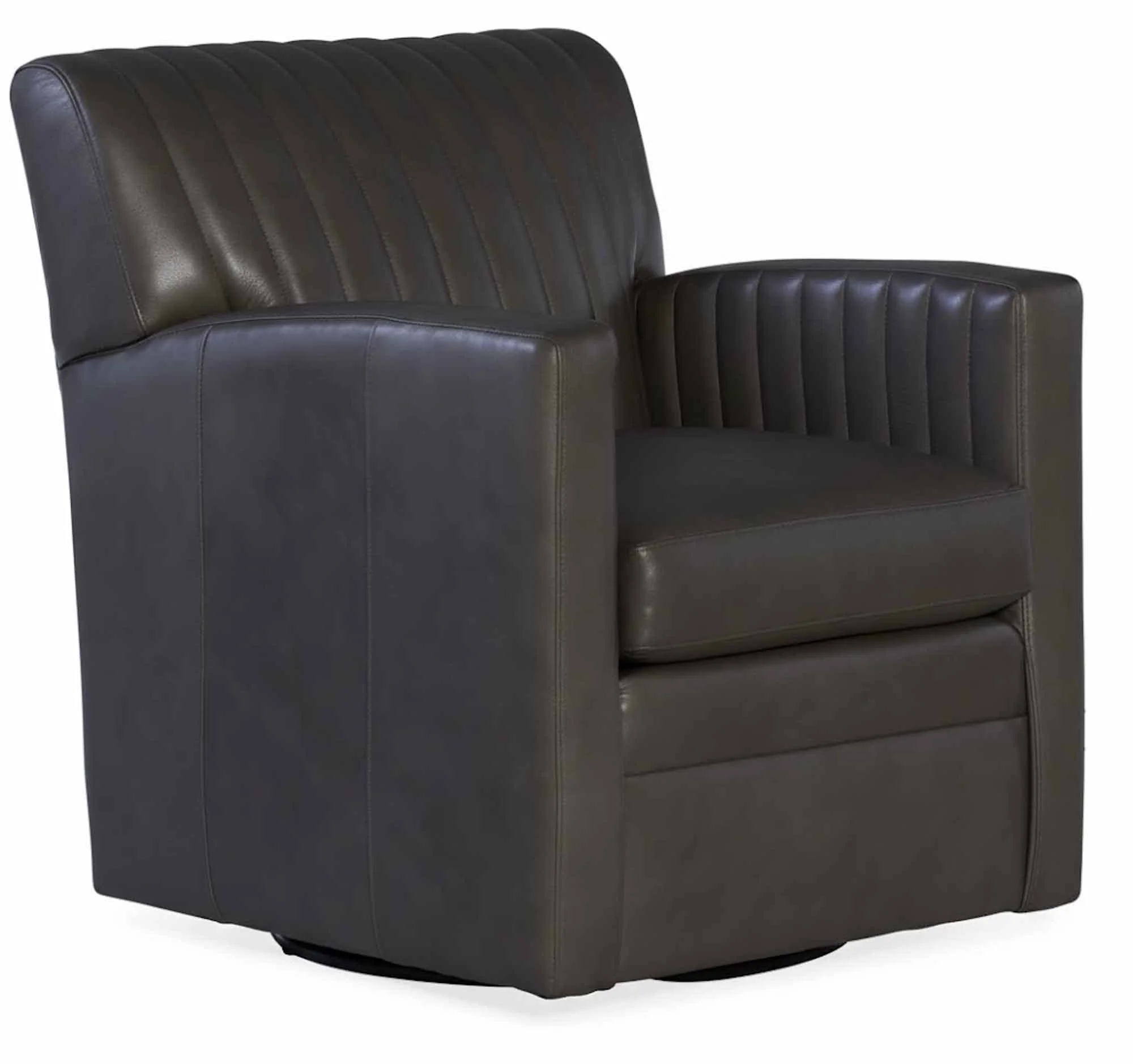 Barnabus Leather Swivel Chair - Image 4