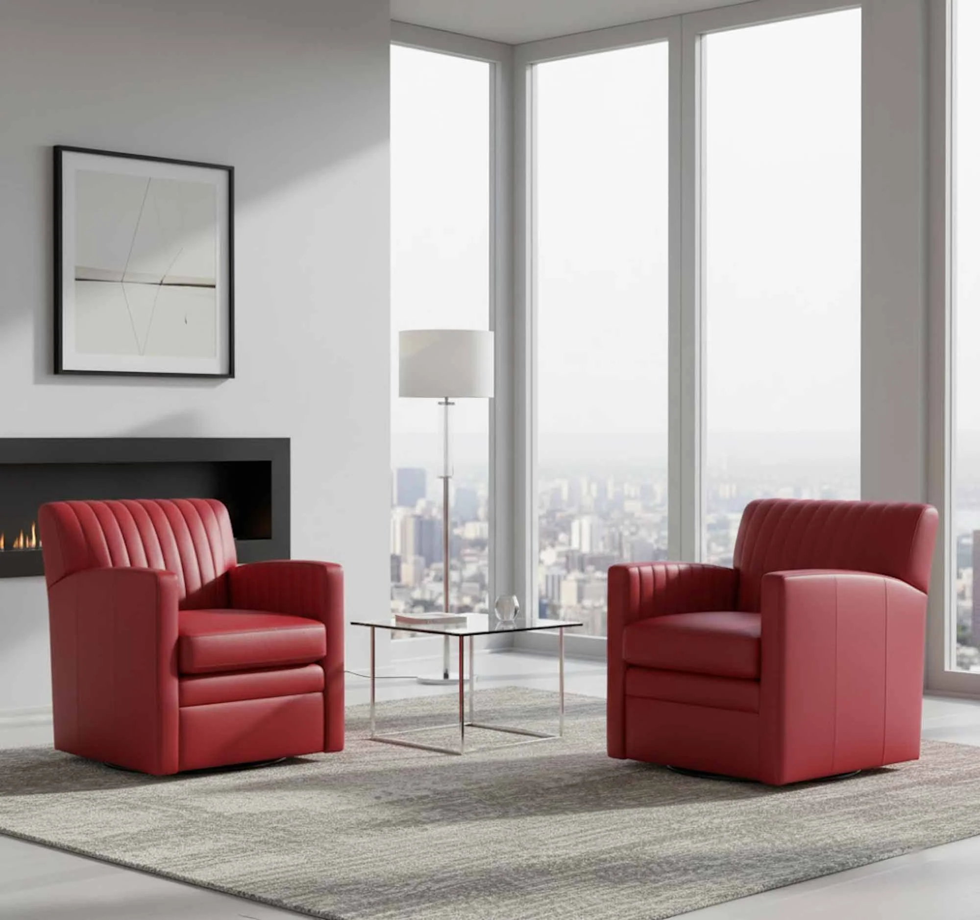 Barnabus Leather Swivel Chair - Image 7