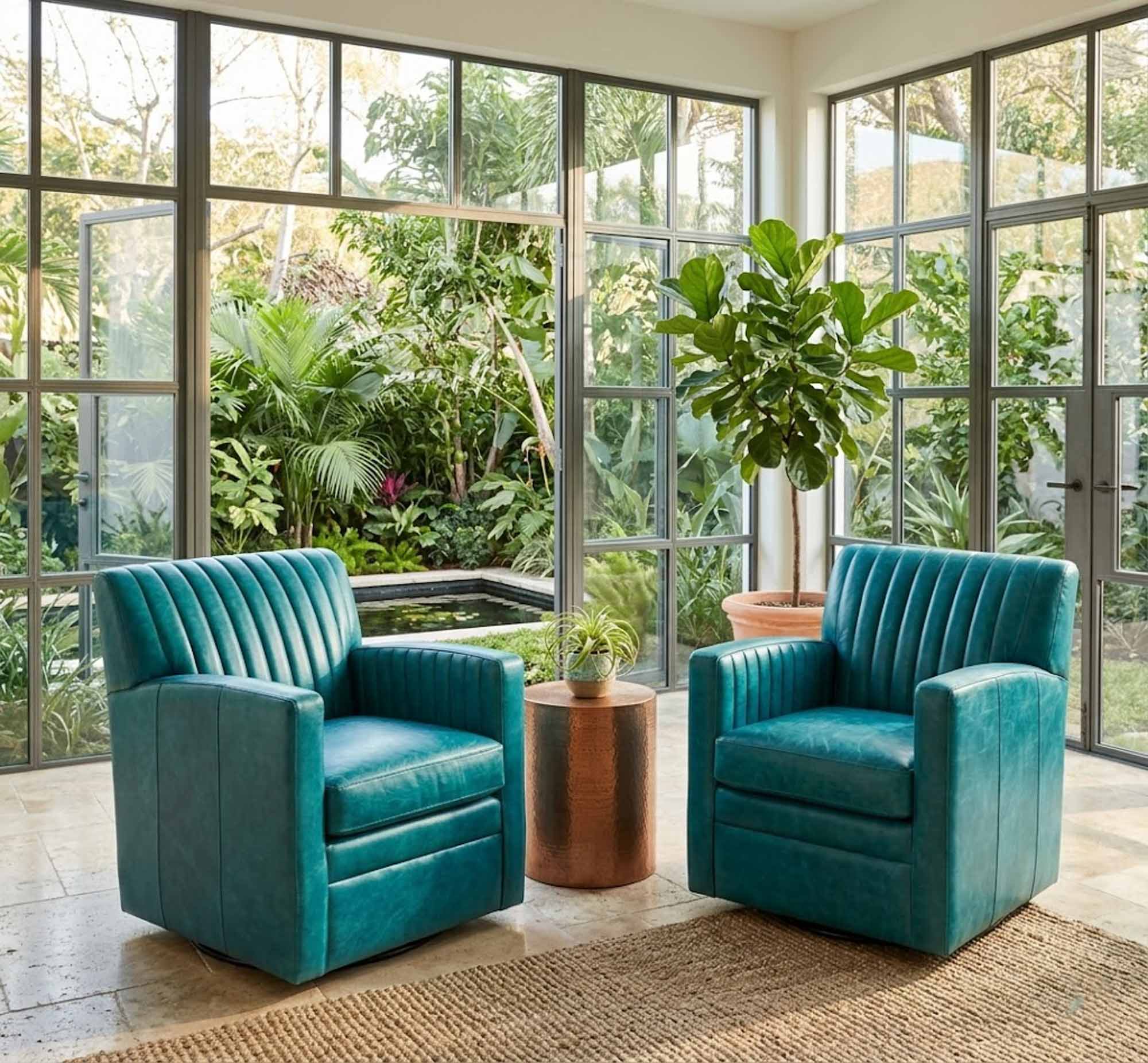 Barnabus Leather Swivel Chair - Image 8