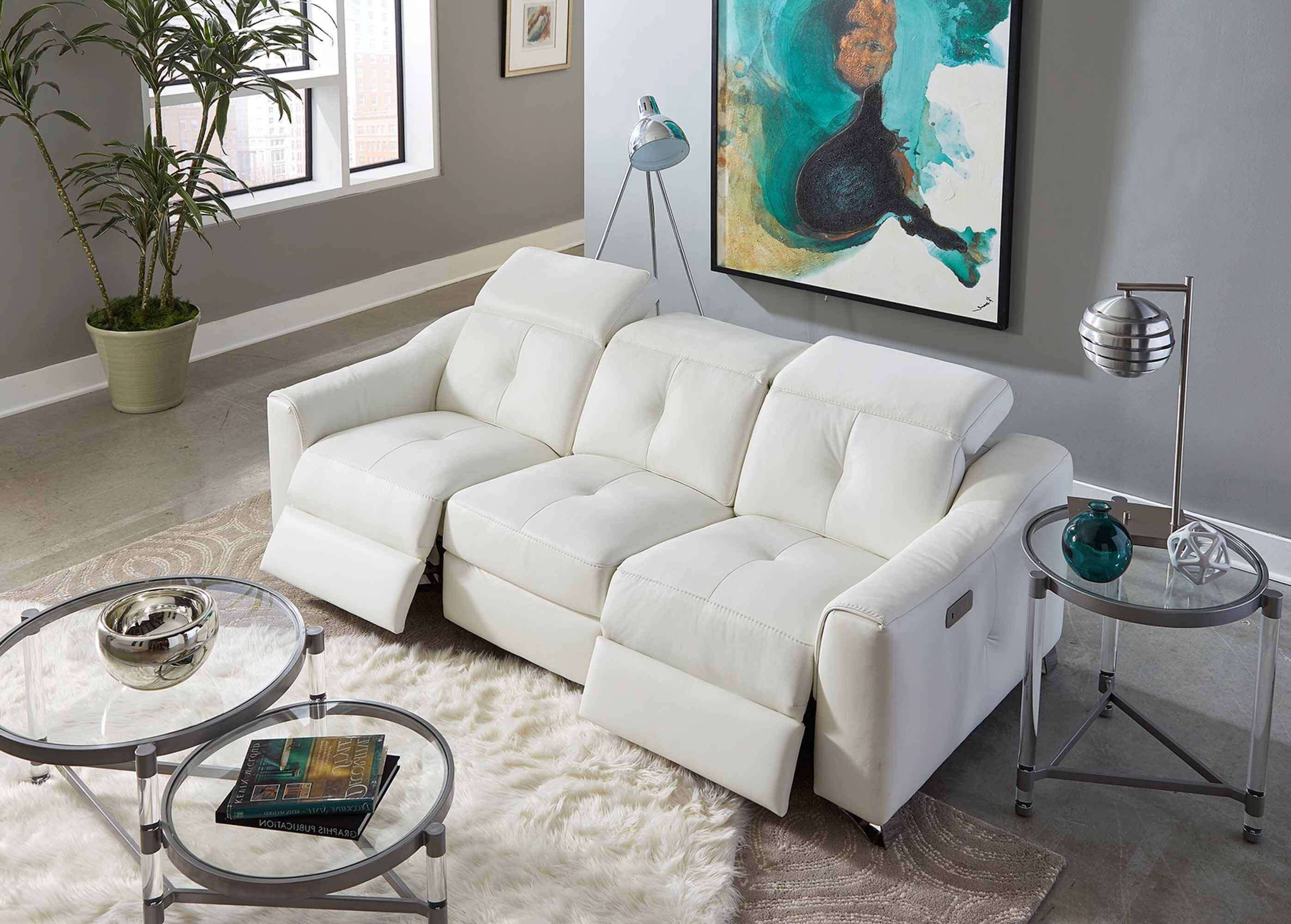 Bellini Leather Power Reclining Loveseat With Articulating Headrest