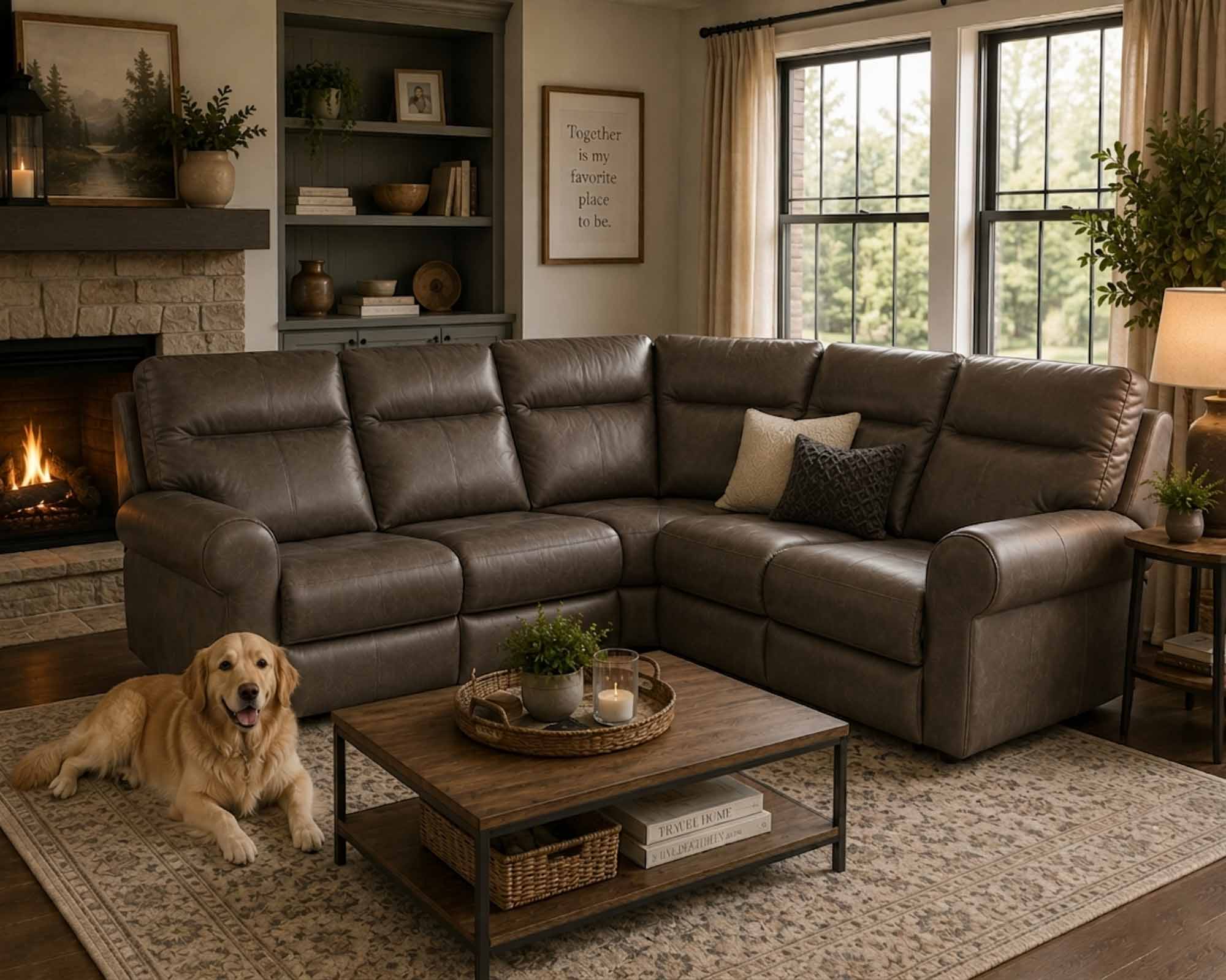 Brookhurst Leather Reclining Sectional - Image 3