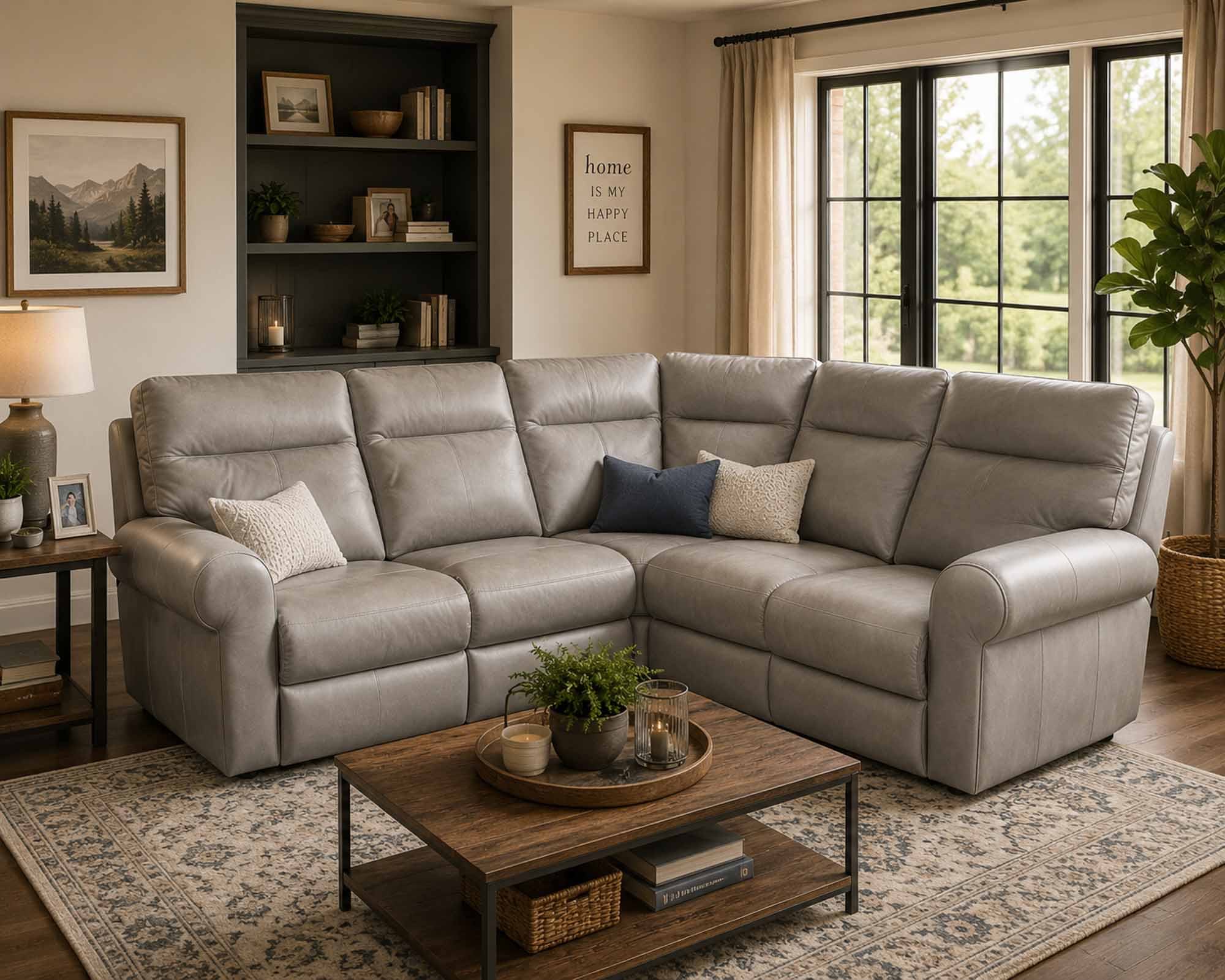 Brookhurst Leather Reclining Sectional - Image 7