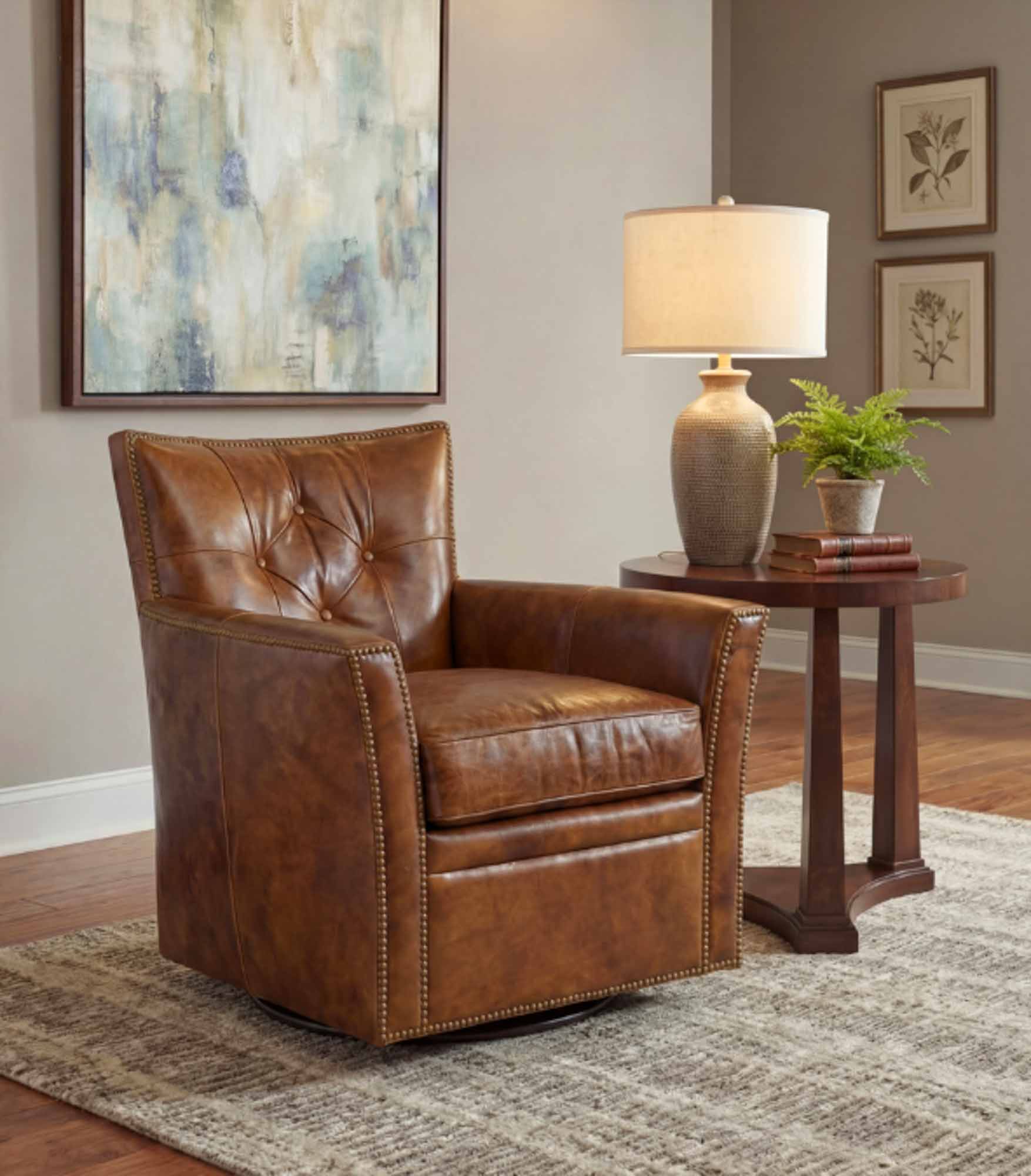 Caleb Leather Swivel Chair - Image 2