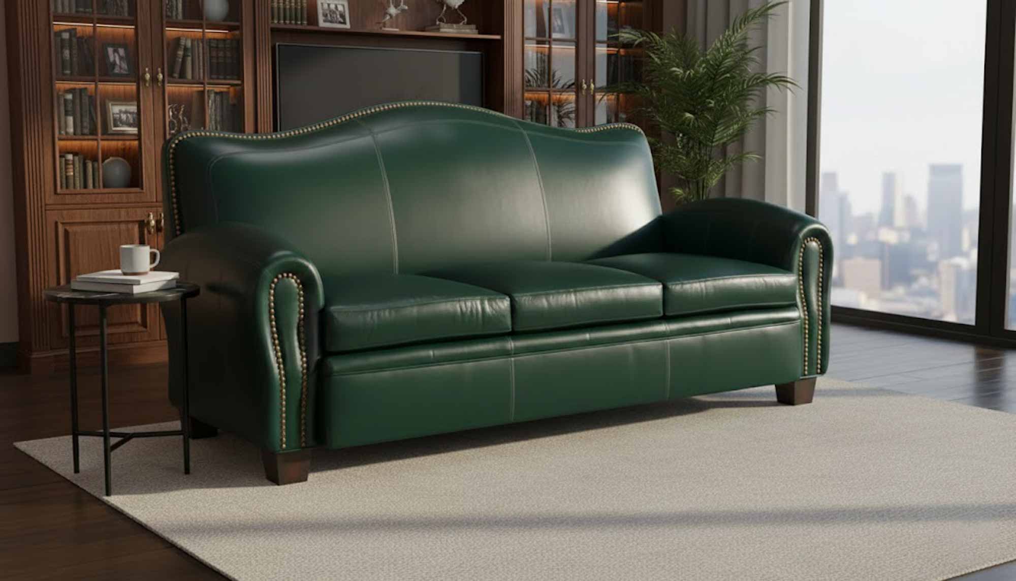 Camelback Leather Sofa - Image 6