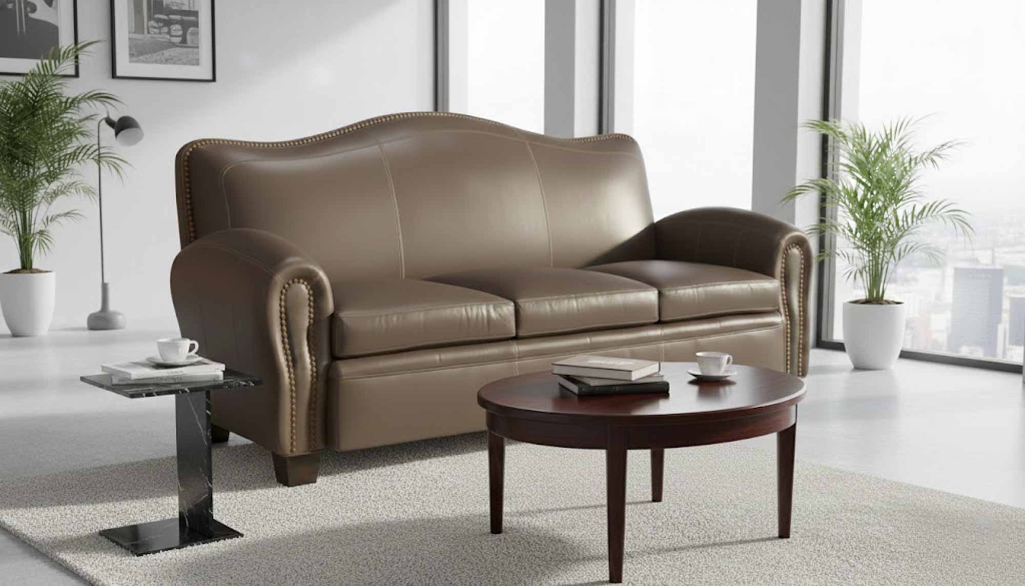 Camelback Leather Sofa - Image 7