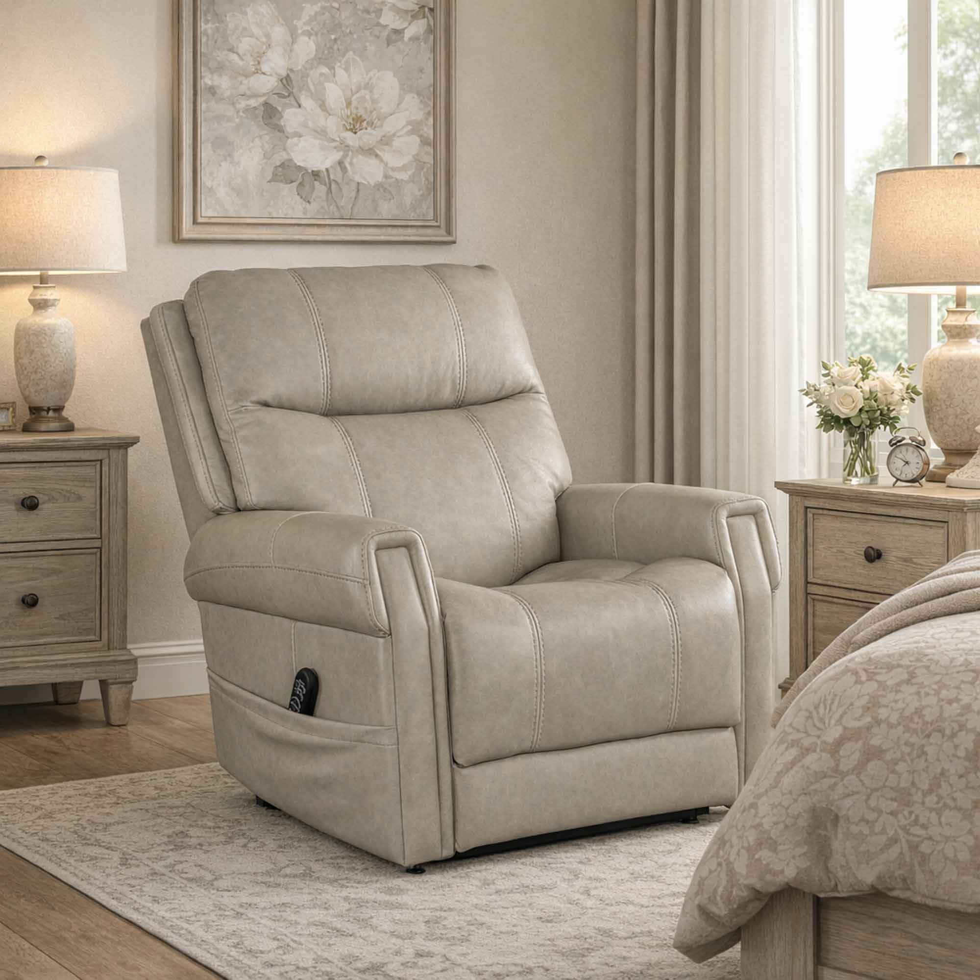 Cameron Leather Power Lift Recliner With Articulating Headrest And Lumbar - Image 8