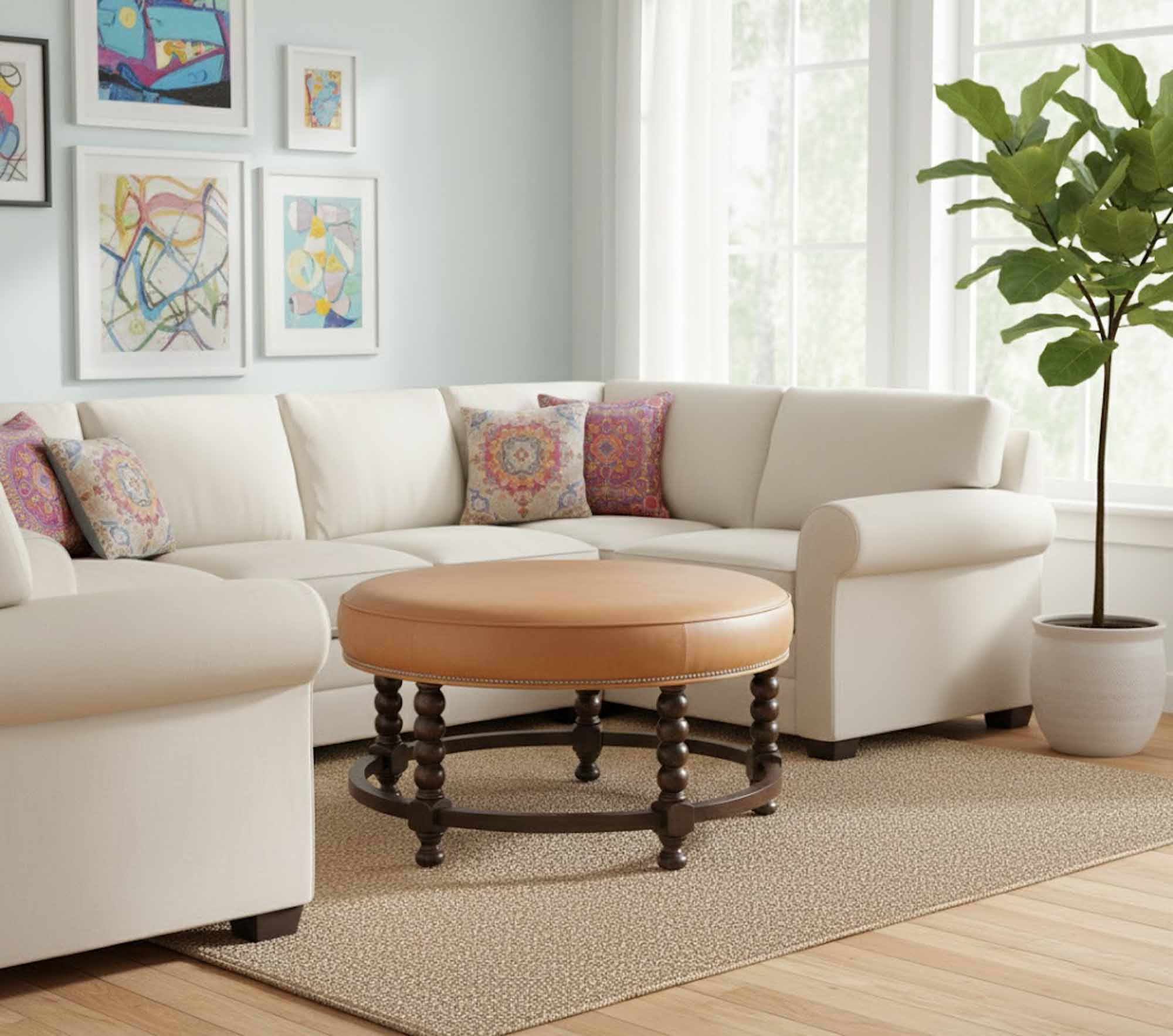 Camila Leather Cocktail Ottoman - Image 4