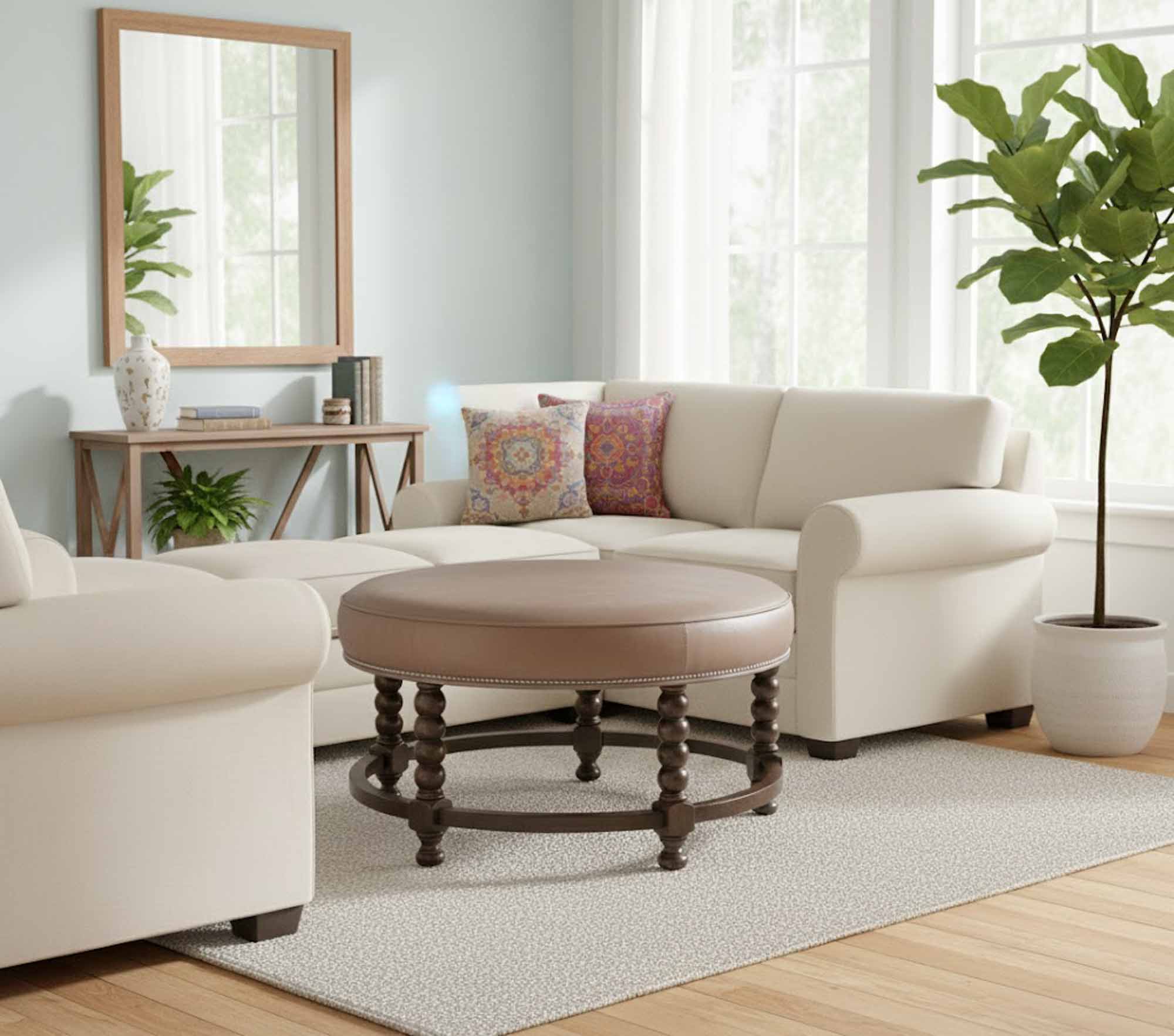 Camila Leather Cocktail Ottoman - Image 5