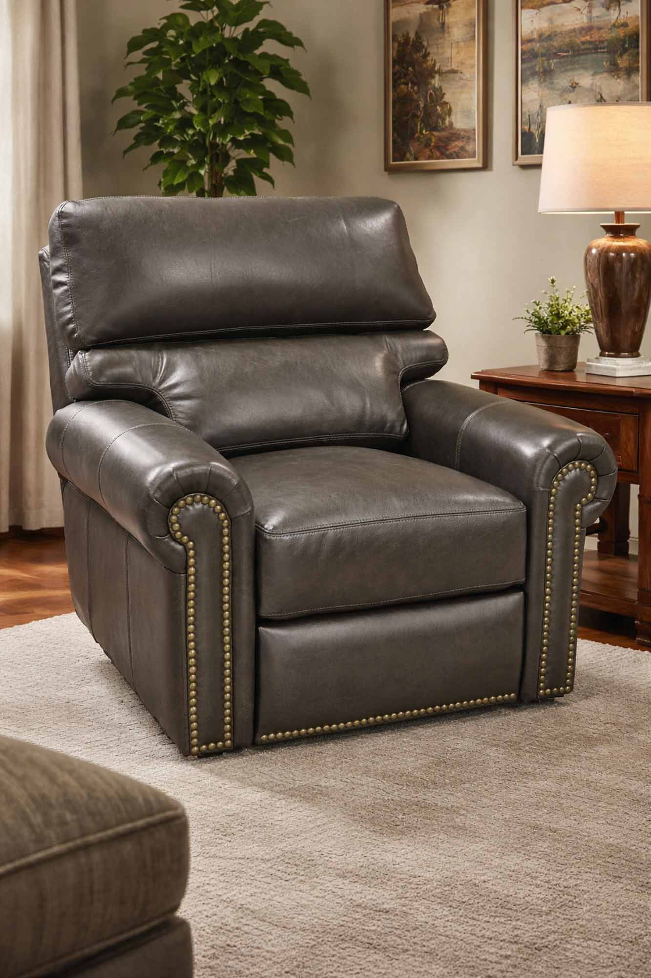 Carlton Leather Swivel Glider Recliner - Image 2