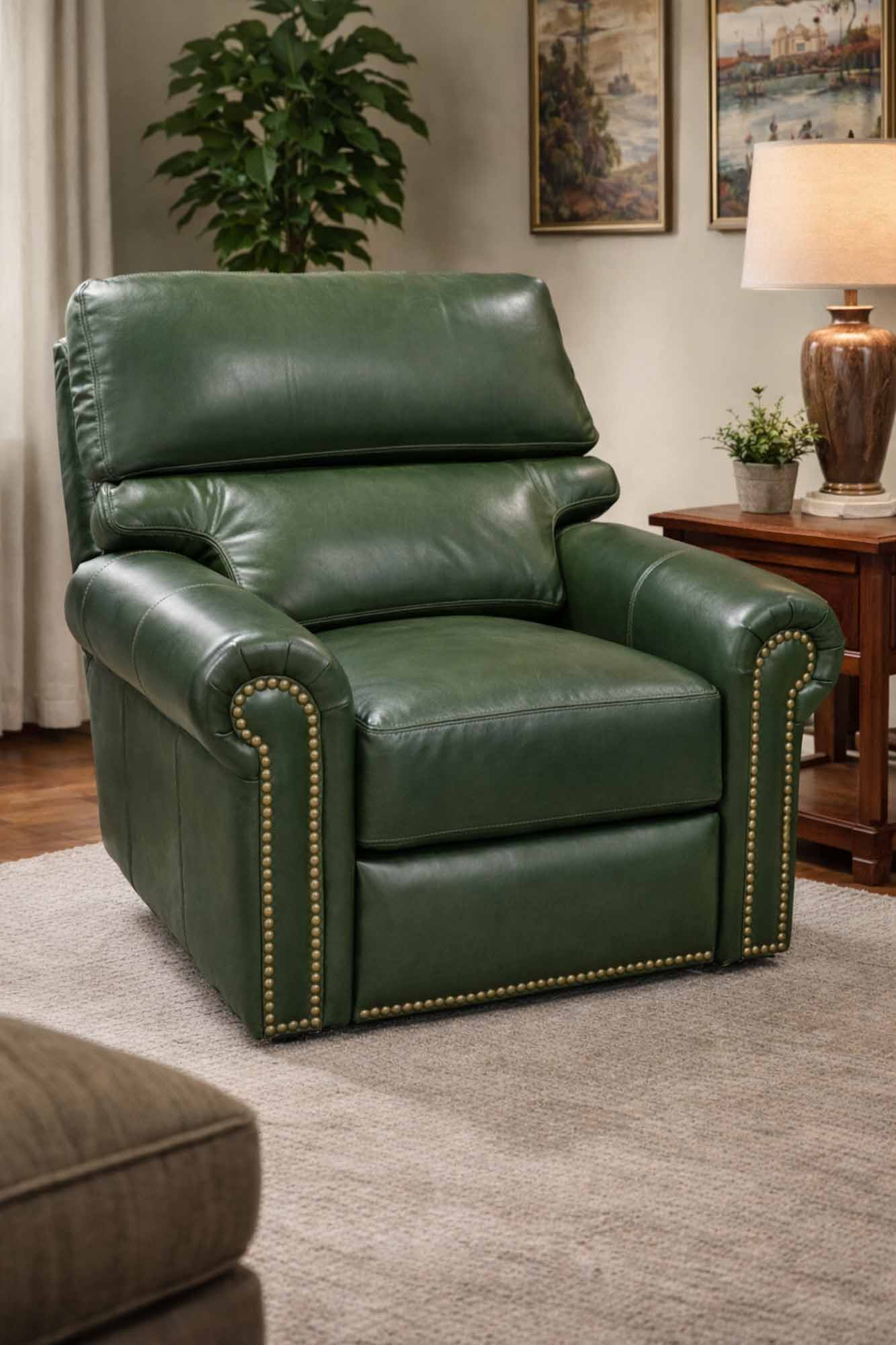 Carlton Leather Swivel Glider Recliner - Image 3