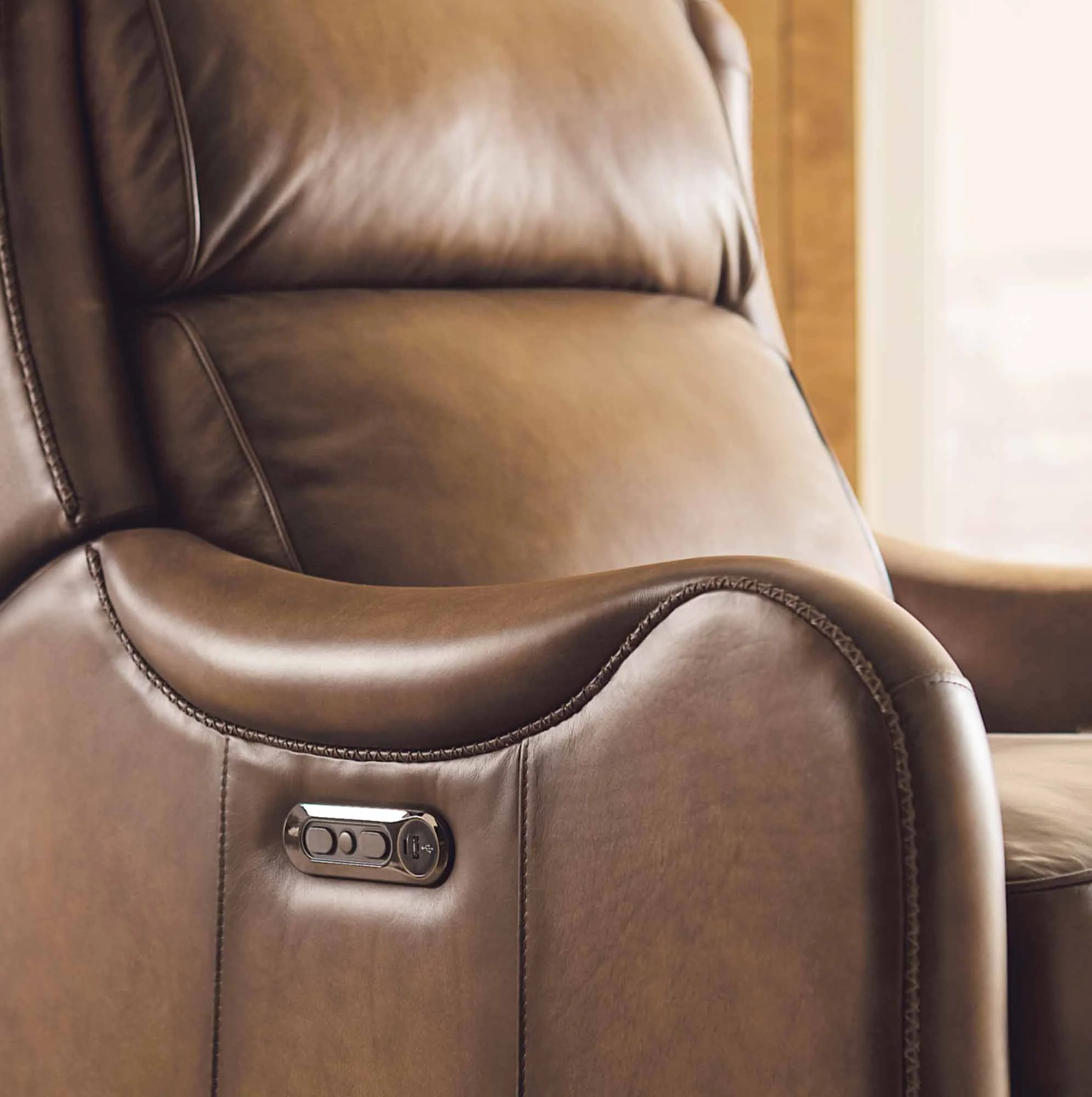 Carrington Leather Power Recliner With Articulating Headrest - Image 8