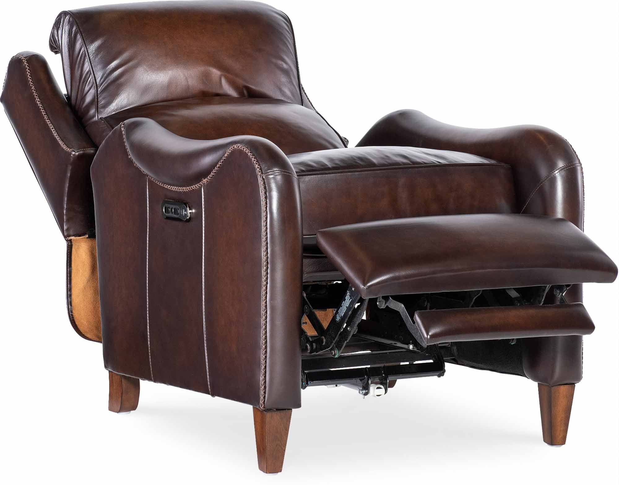 Carrington Leather Power Recliner With Articulating Headrest In Brown - Image 6
