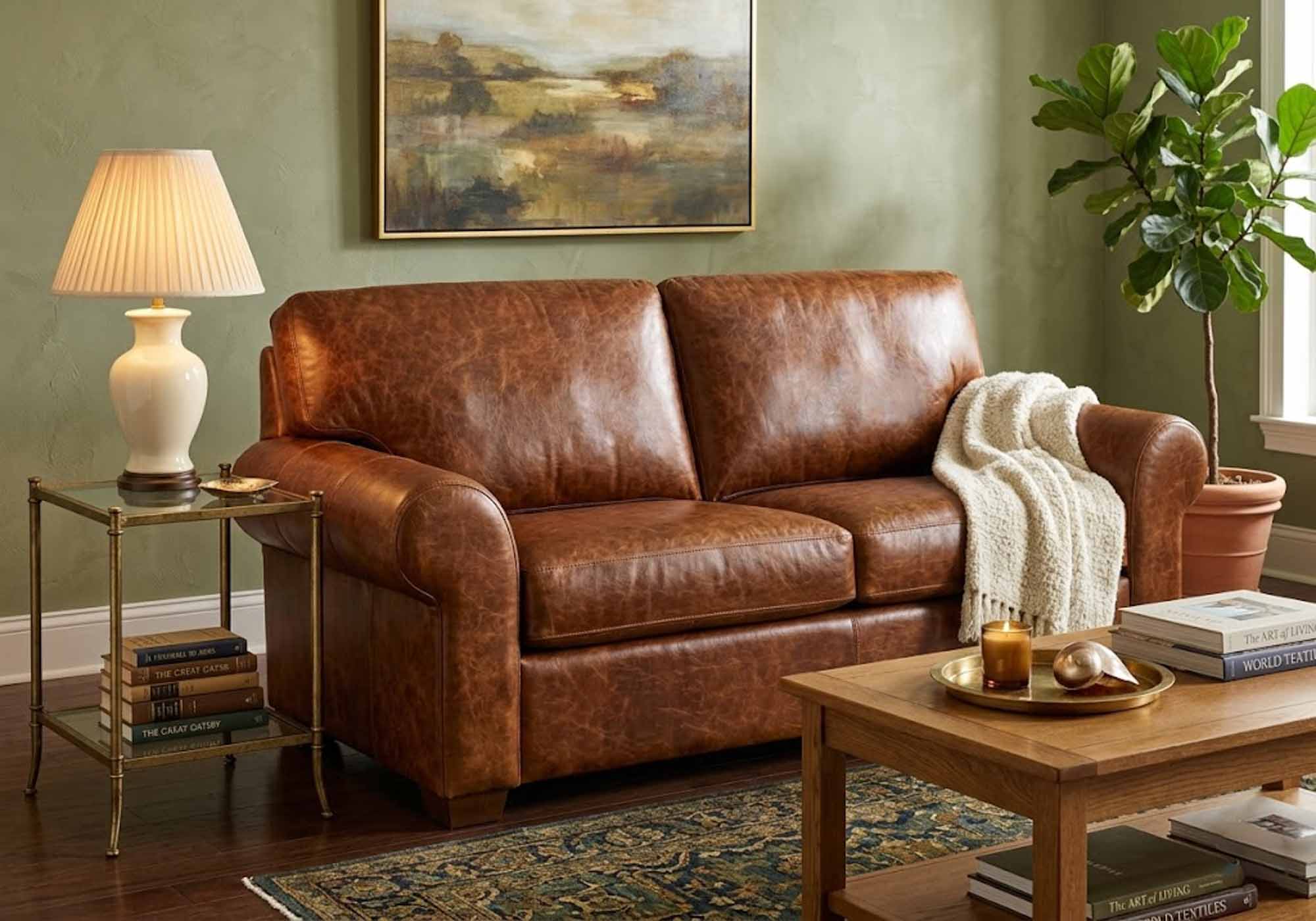 Castle Rock Leather Loveseat - Image 2
