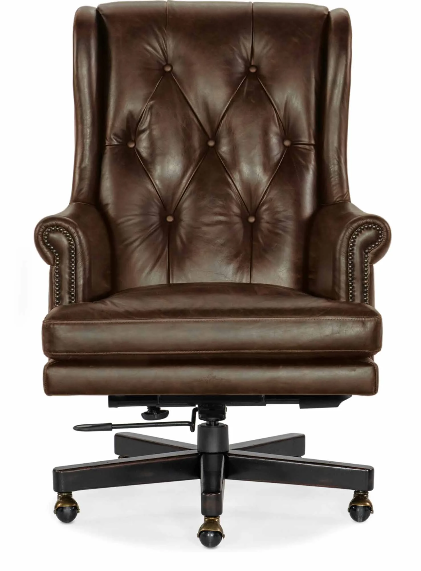 Charleston Leather Swivel Tilt Executive Chair In Brown - Image 2