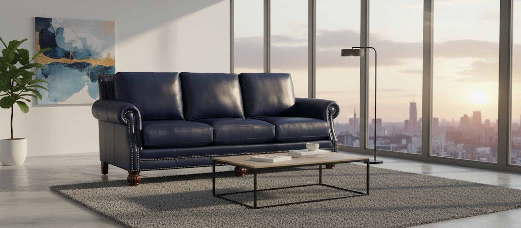 Chex Leather Sofa - Image 4