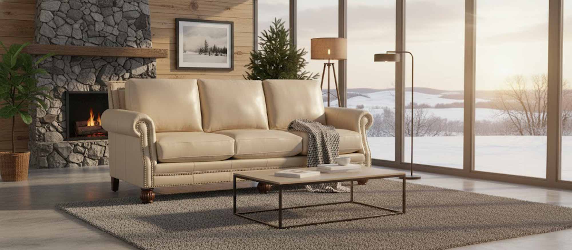 Chex Leather Sofa - Image 5