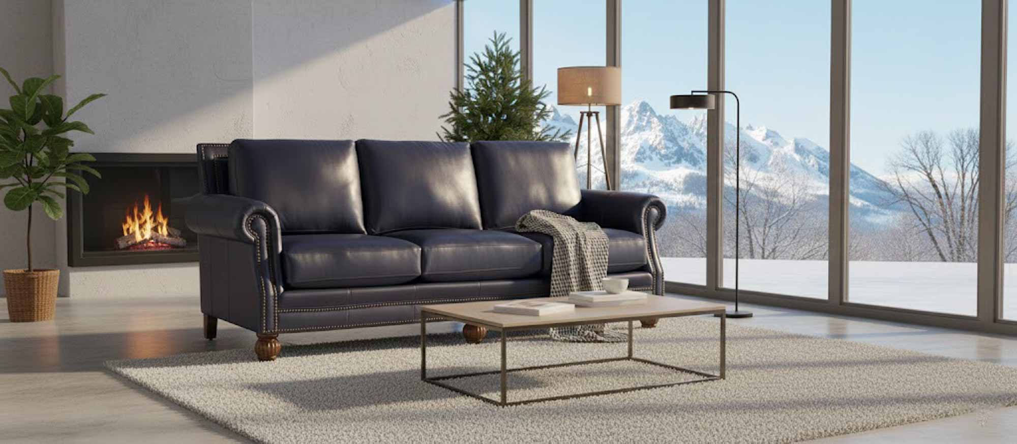 Chex Leather Sofa - Image 6