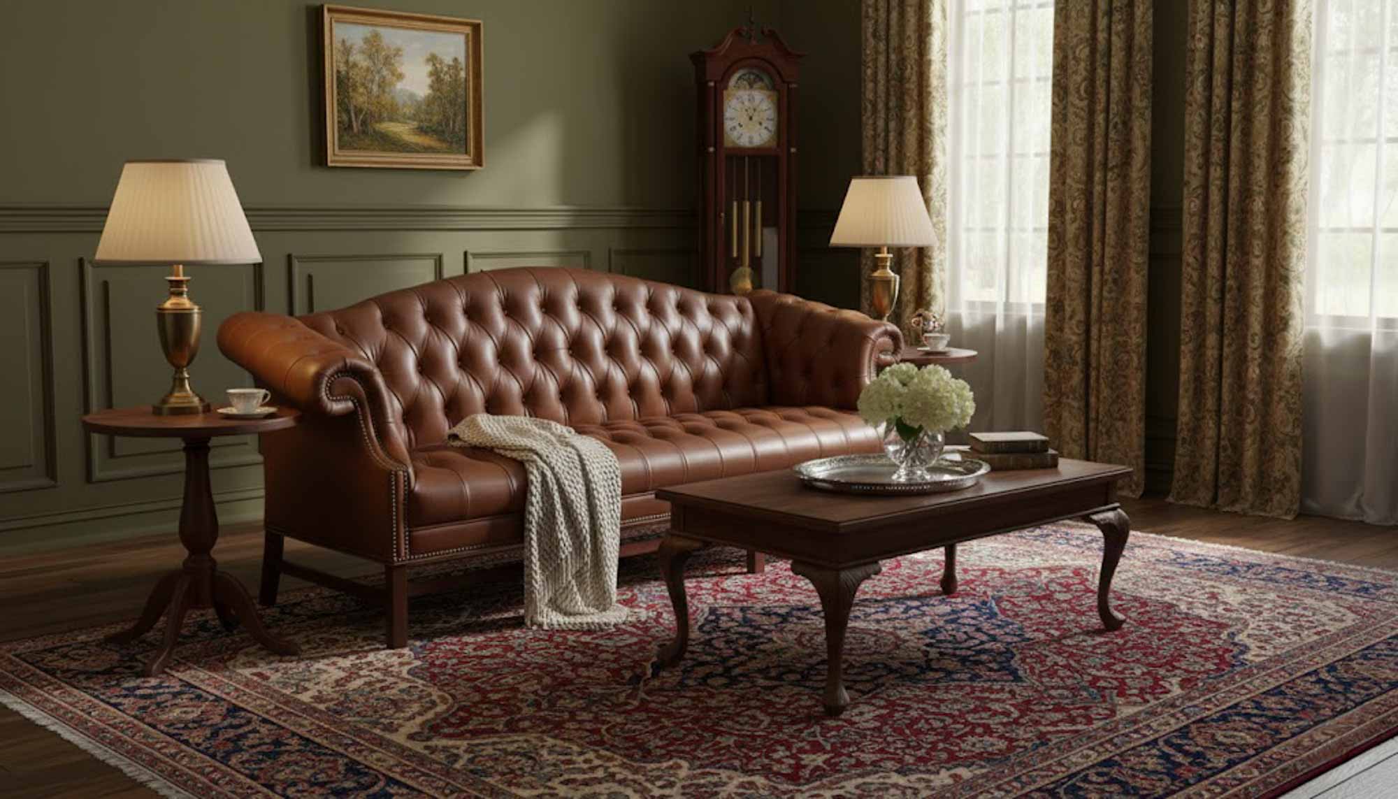 Chippendale Leather Sofa - Image 4