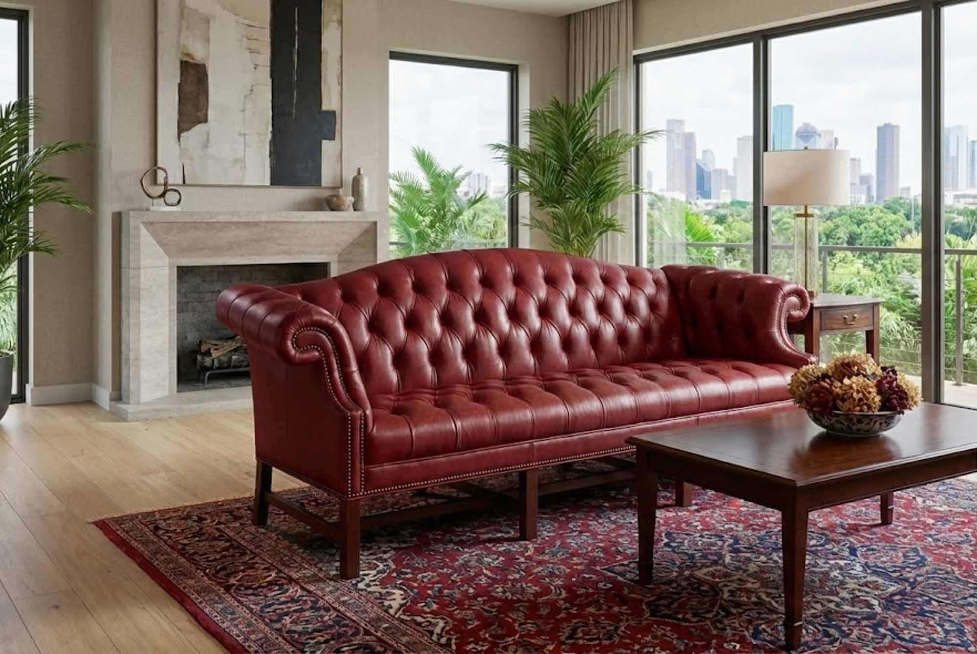 Chippendale Leather Sofa - Image 6