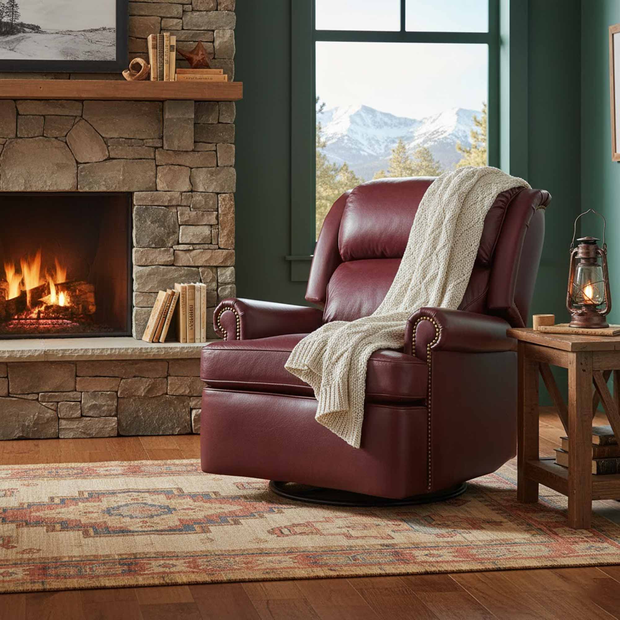 Cumberland Leather Swivel Glider Recliner - Image 6