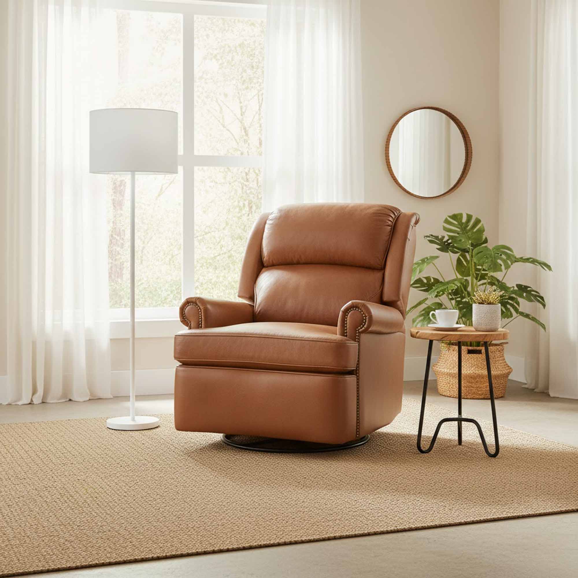 Cumberland Leather Swivel Glider Recliner - Image 7