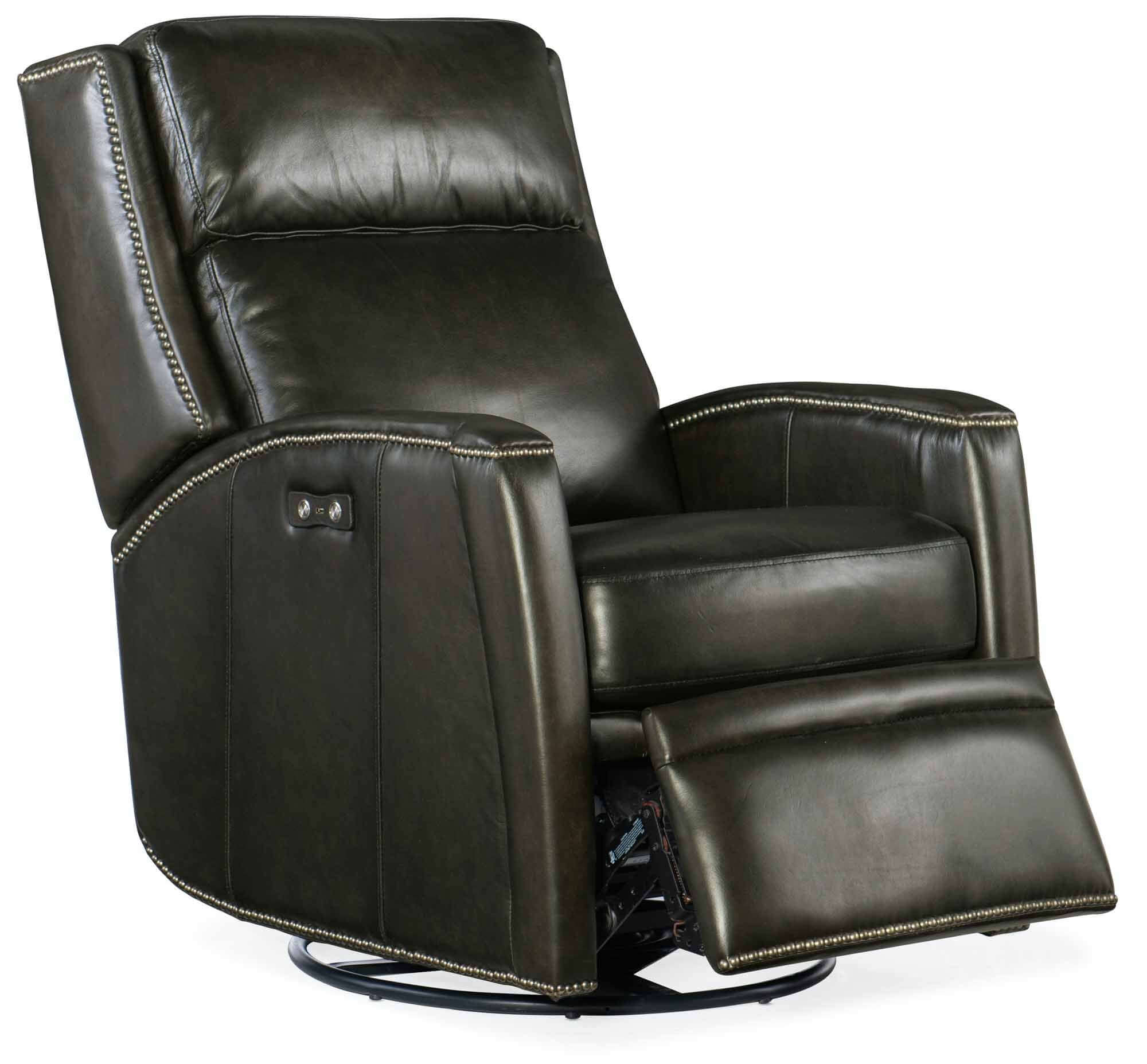 Declan Leather Power Swivel Glider Recliner - Image 4