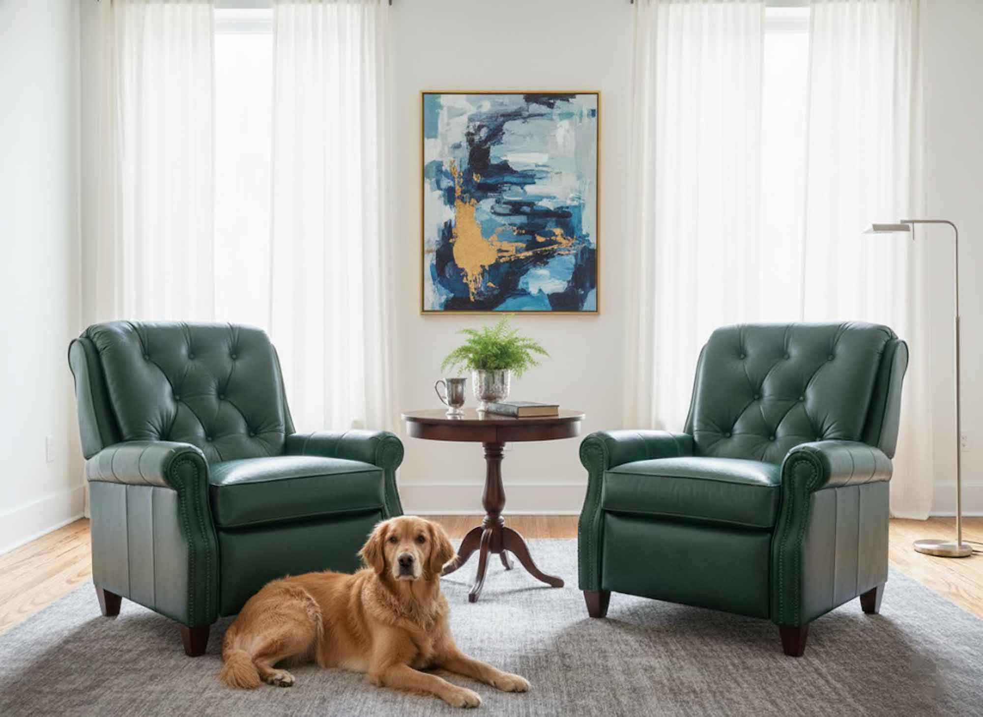 Diamond Tufted Leather Recliner - Image 5