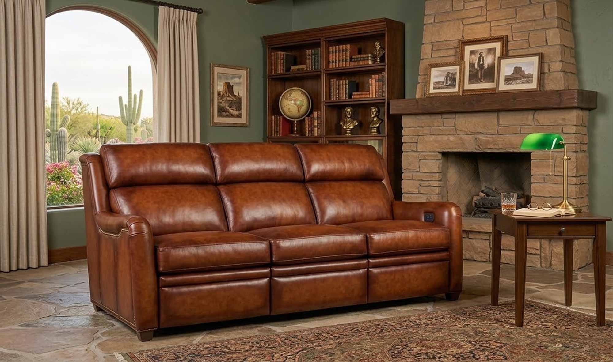 Dominos Leather Power Reclining Sofa With Articulating Headrest - Image 14