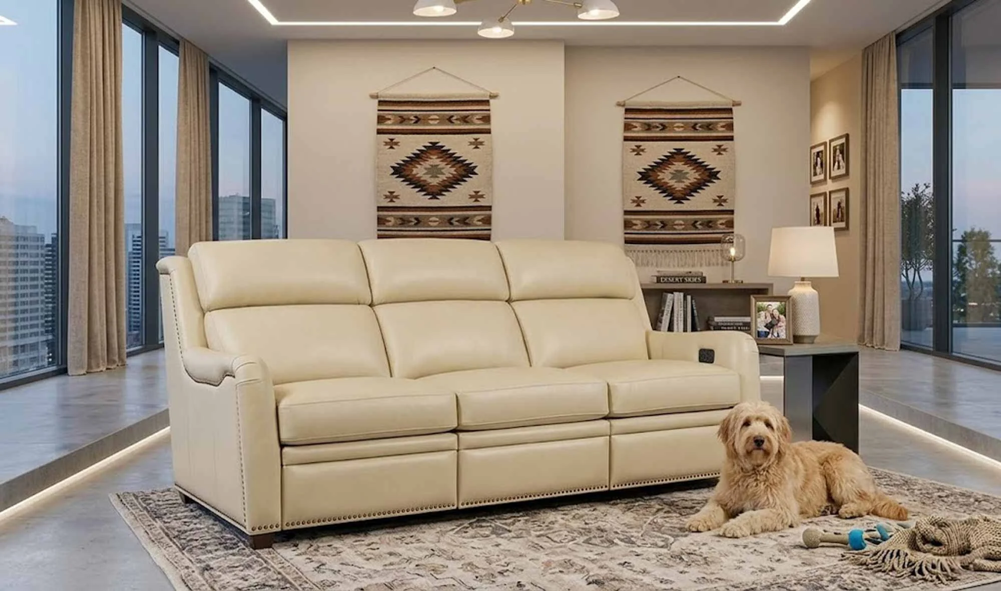 Dominos Leather Power Reclining Sofa With Articulating Headrest - Image 16