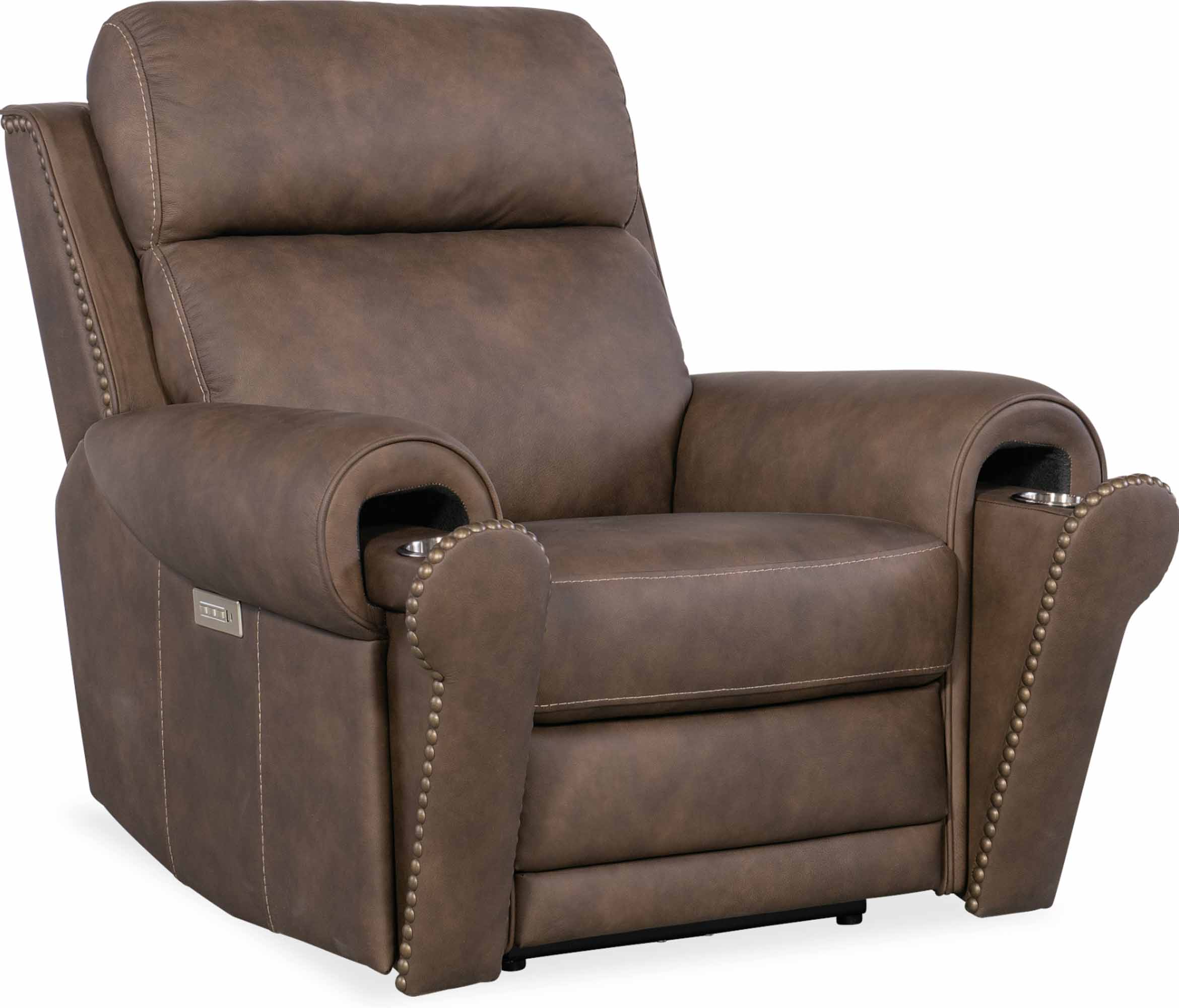 Dustin Leather Power Recliner With Articulating Headrest And Lumbar In Brown - Image 5