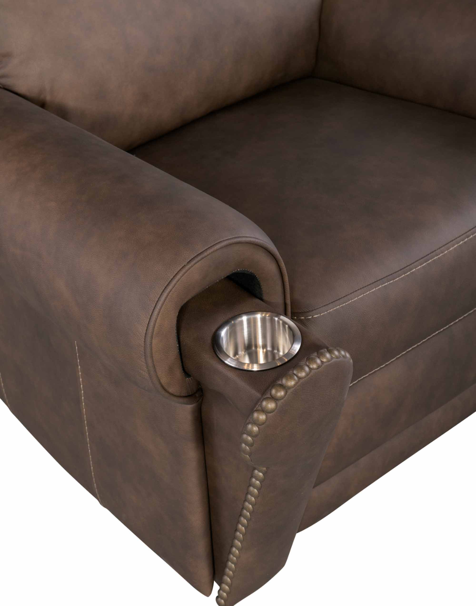Dustin Leather Power Recliner With Articulating Headrest And Lumbar In Brown - Image 6