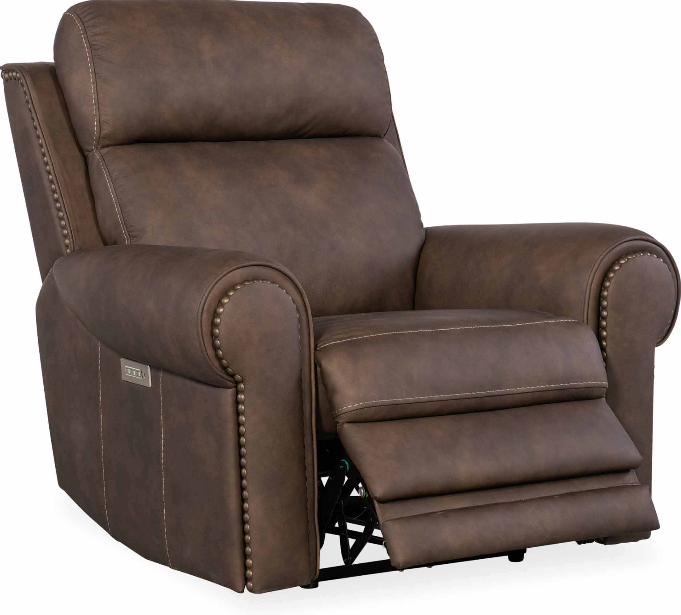 Dustin Leather Power Recliner With Articulating Headrest And Lumbar In Brown - Image 7