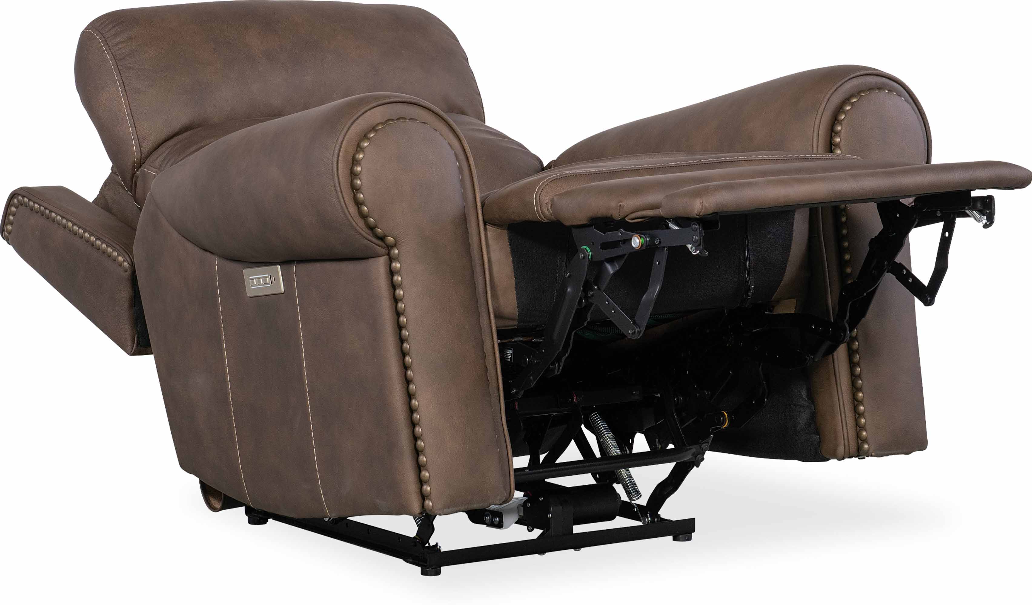 Dustin Leather Power Recliner With Articulating Headrest And Lumbar In Brown - Image 8