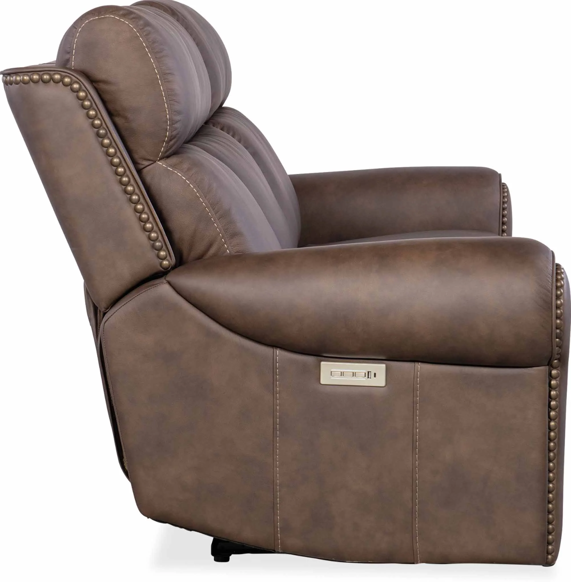 Dustin Leather Power Reclining Sofa With Articulating Headrest And Lumbar In Brown - Image 3