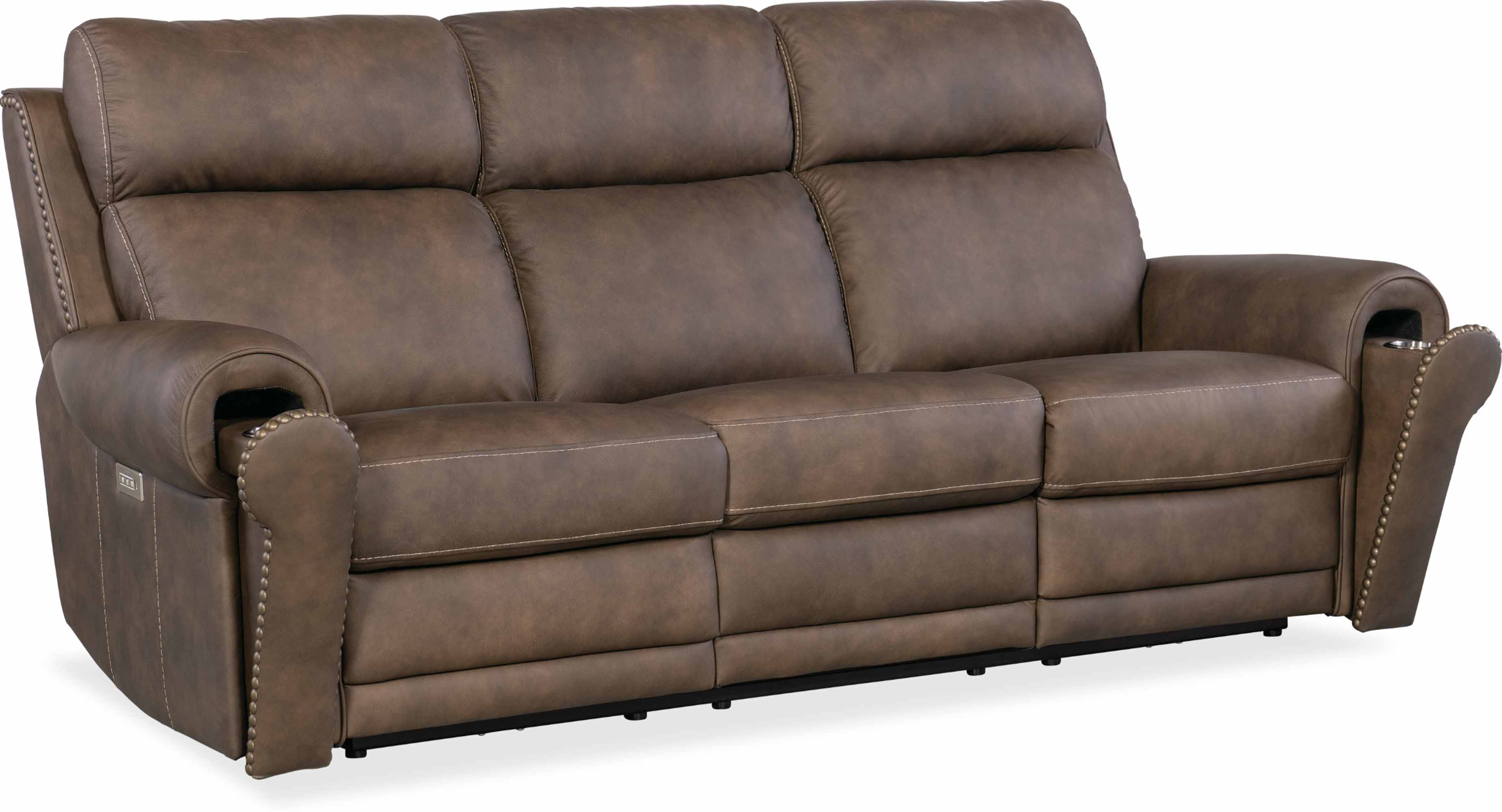 Dustin Leather Power Reclining Sofa With Articulating Headrest And Lumbar In Brown - Image 5