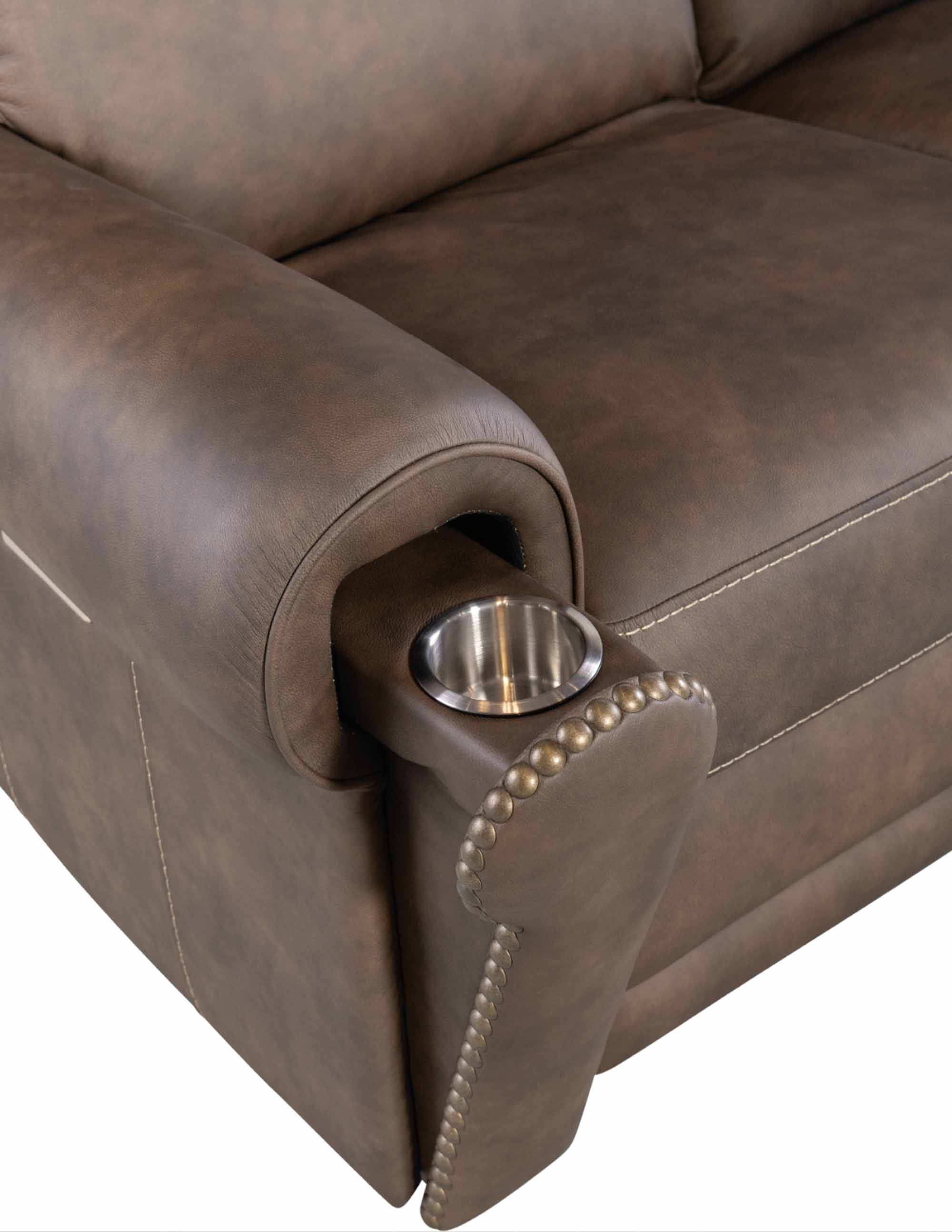 Dustin Leather Power Reclining Sofa With Articulating Headrest And Lumbar In Brown - Image 6